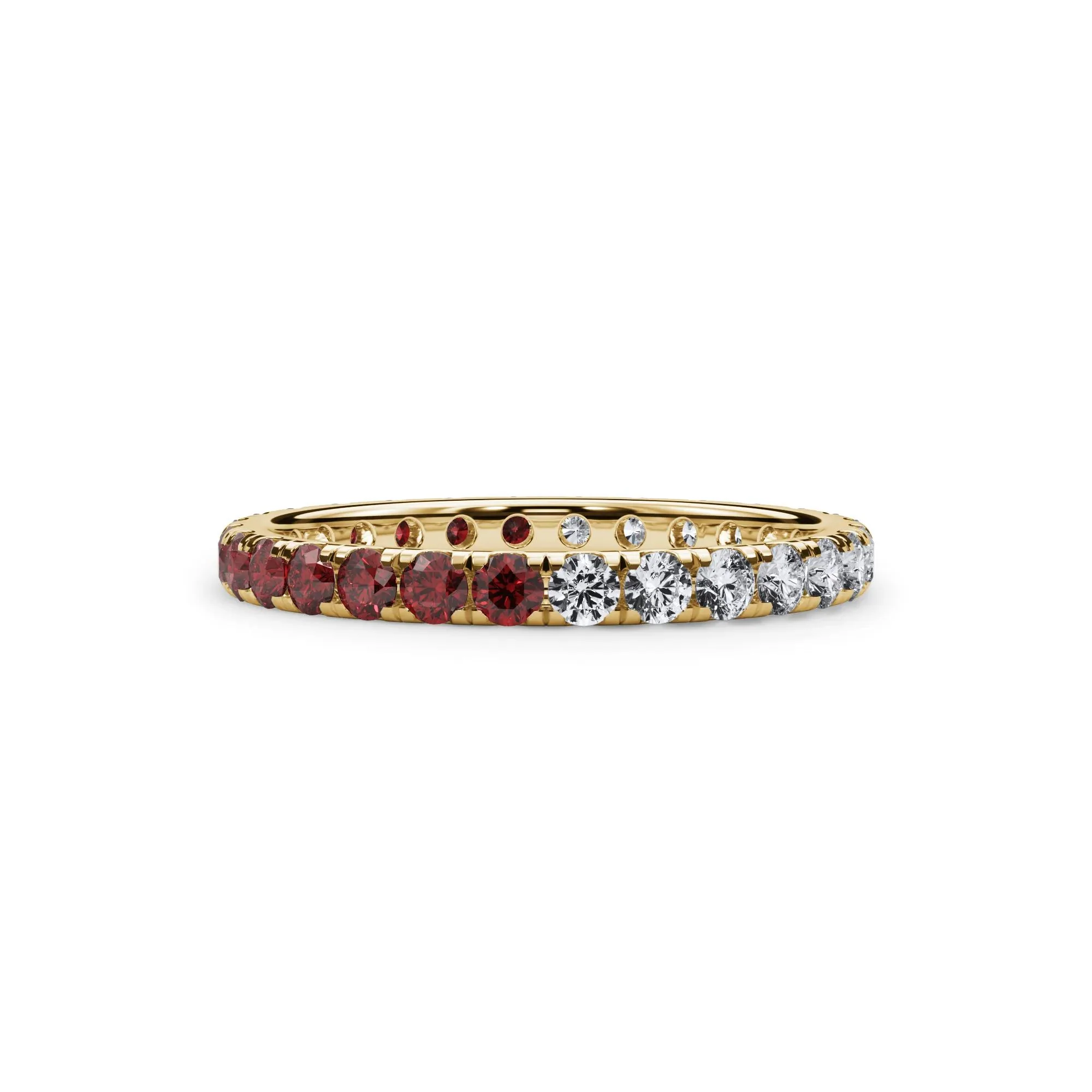 1/2 CT. Tw. Lab Grown Diamond and Lab-Created Ruby Eternity Band Ring 14K Yellow Gold Size 4.5 3mm