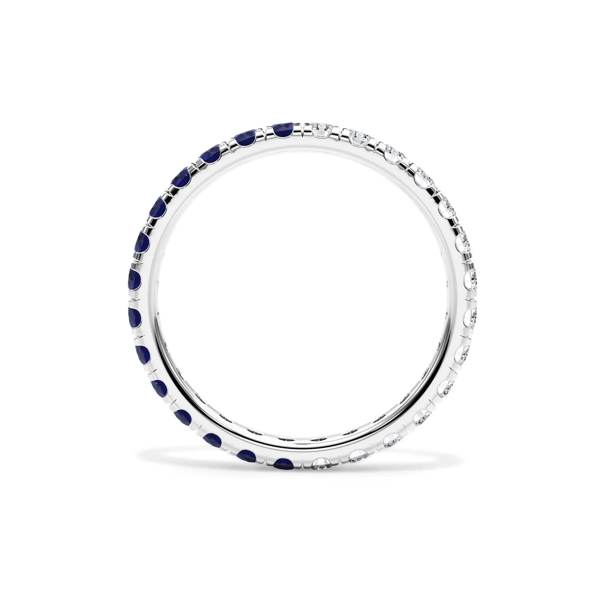 1/2 CT. Tw. Lab Grown Diamond and Lab-Created Blue Sapphire Eternity Band Ring 14K White Gold Size 6.5 3mm - Image 2