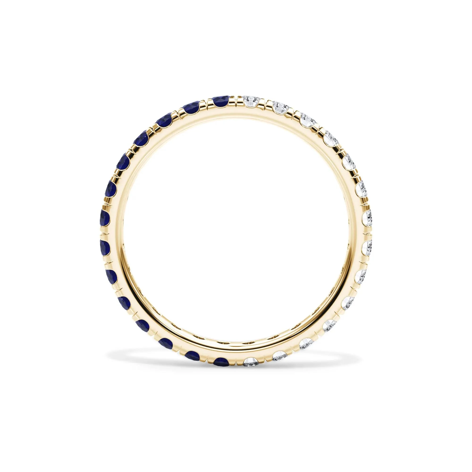1/2 CT. Tw. Lab Grown Diamond and Lab-Created Blue Sapphire Eternity Band Ring 14K Yellow Gold Size 7.5 3mm - Image 2