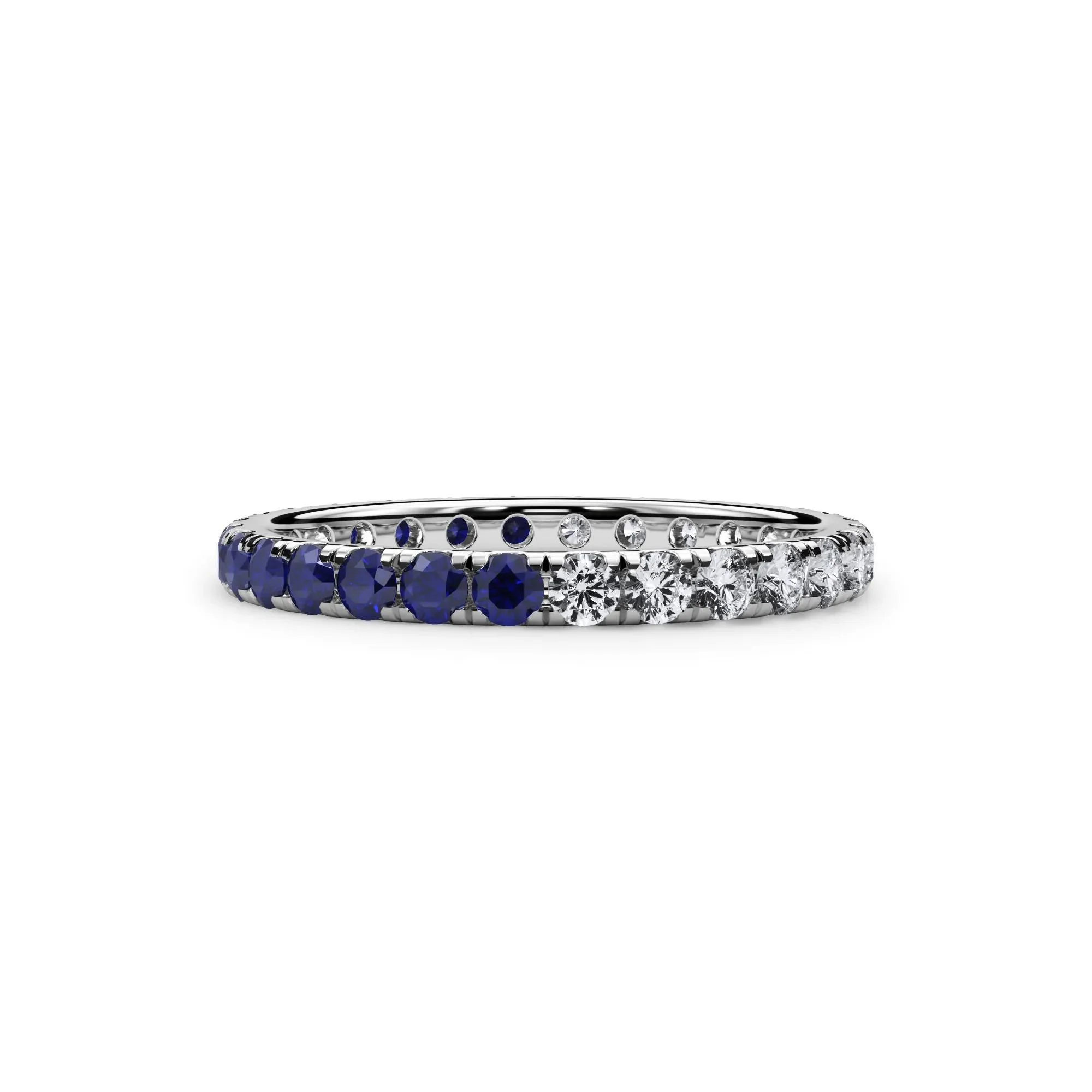 1/2 CT. Tw. Lab Grown Diamond and Lab-Created Blue Sapphire Eternity Band Ring Platinum White Size 5 3mm