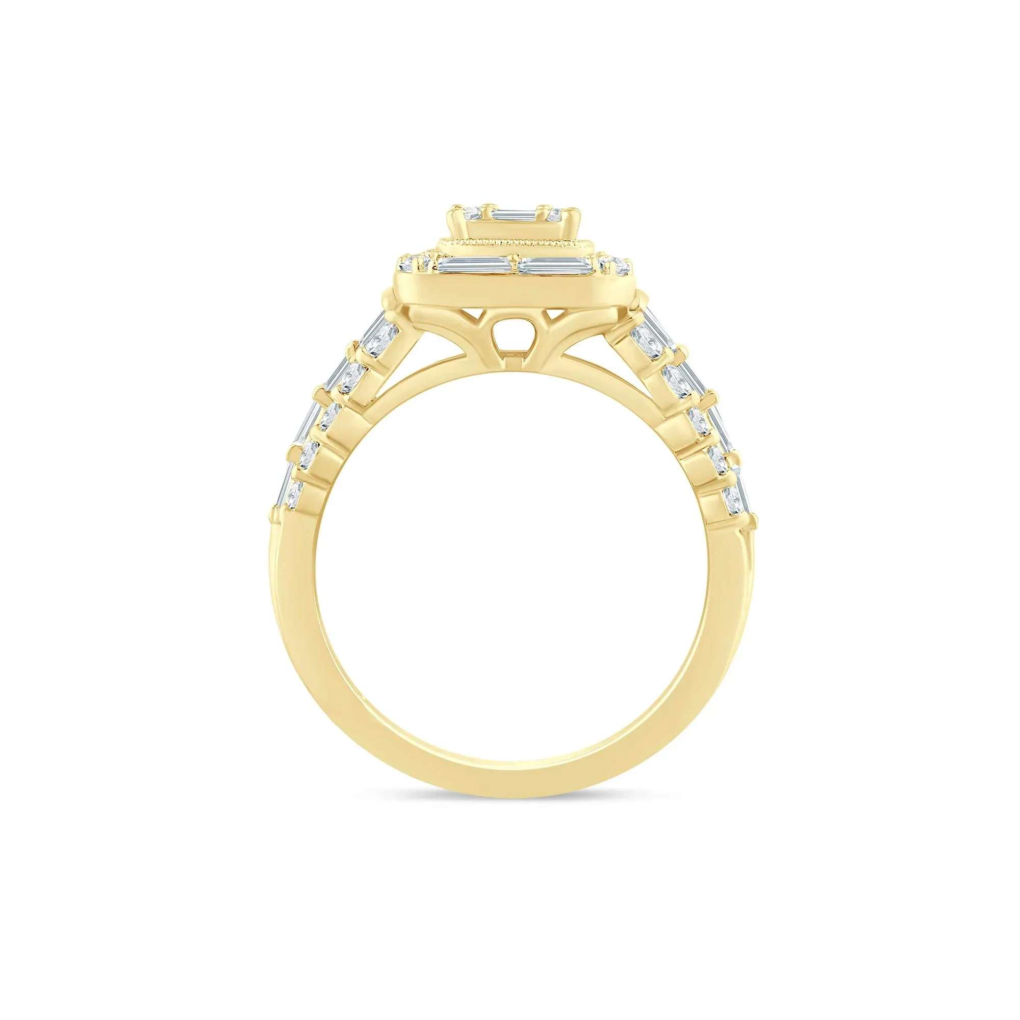 1 3/8 CT. Tw. Diamond Composite Engagement Ring 14K Yellow Gold Round Brilliant Cut Size 8.5 2mm - Image 2