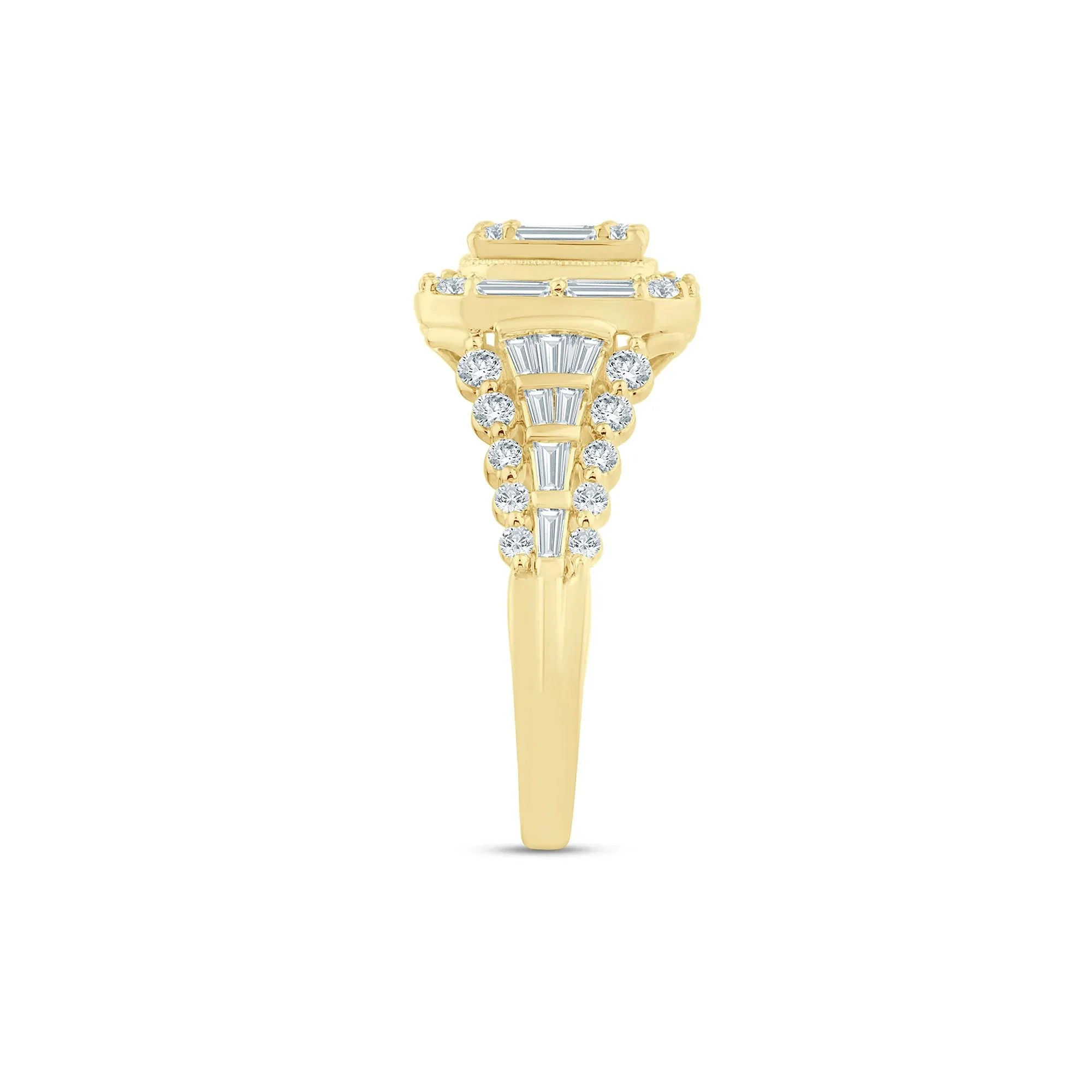 1 3/8 CT. Tw. Diamond Composite Engagement Ring 14K Yellow Gold Round Brilliant Cut Size 8.5 2mm - Image 3