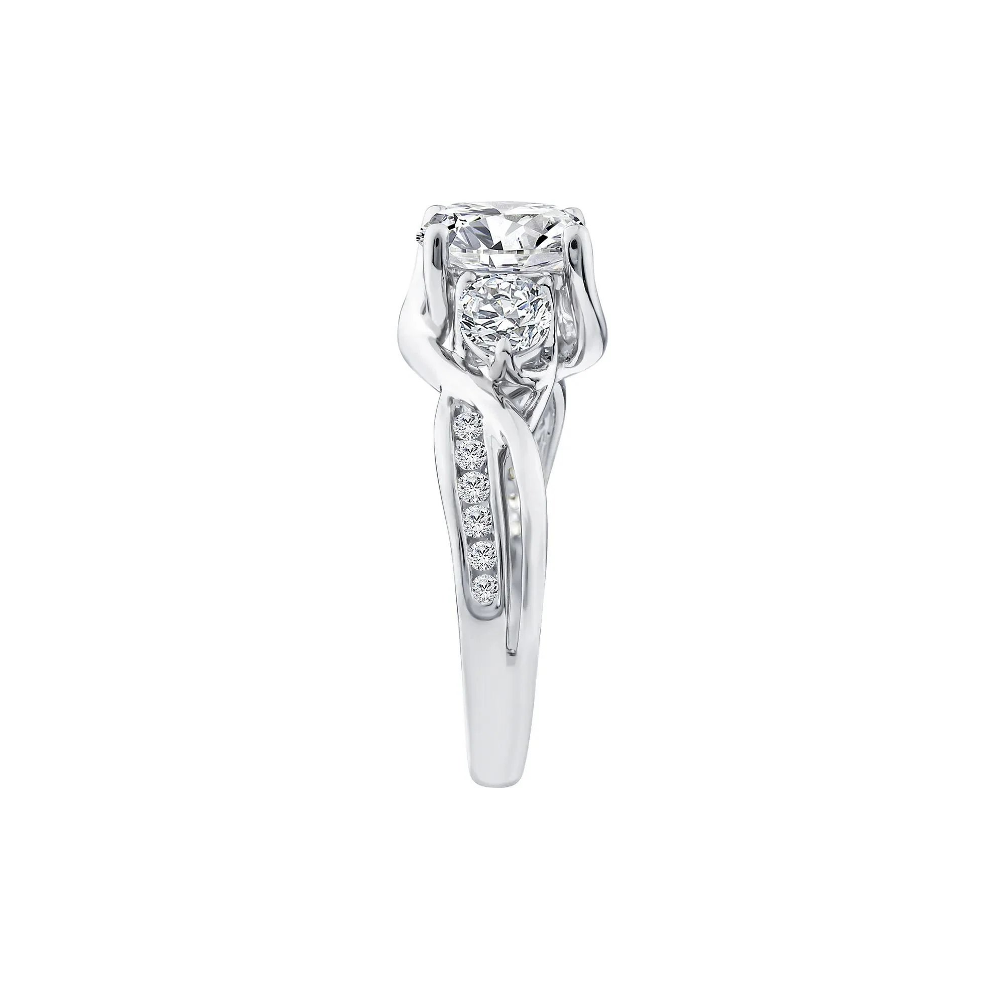 2 3/4 CT. Tw. Lab Grown Diamond Three-Stone Engagement Ring 10K White Gold Size 6 1.5mm - Image 3