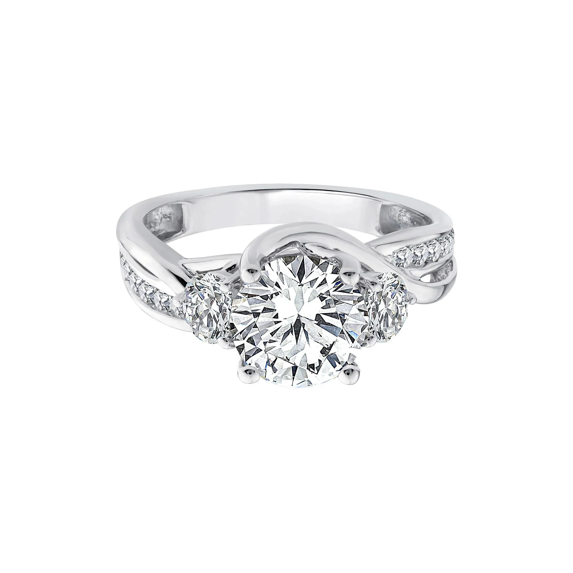 2 3/4 CT. Tw. Lab Grown Diamond Three-Stone Engagement Ring 10K White Gold Size 6.5 1.5mm