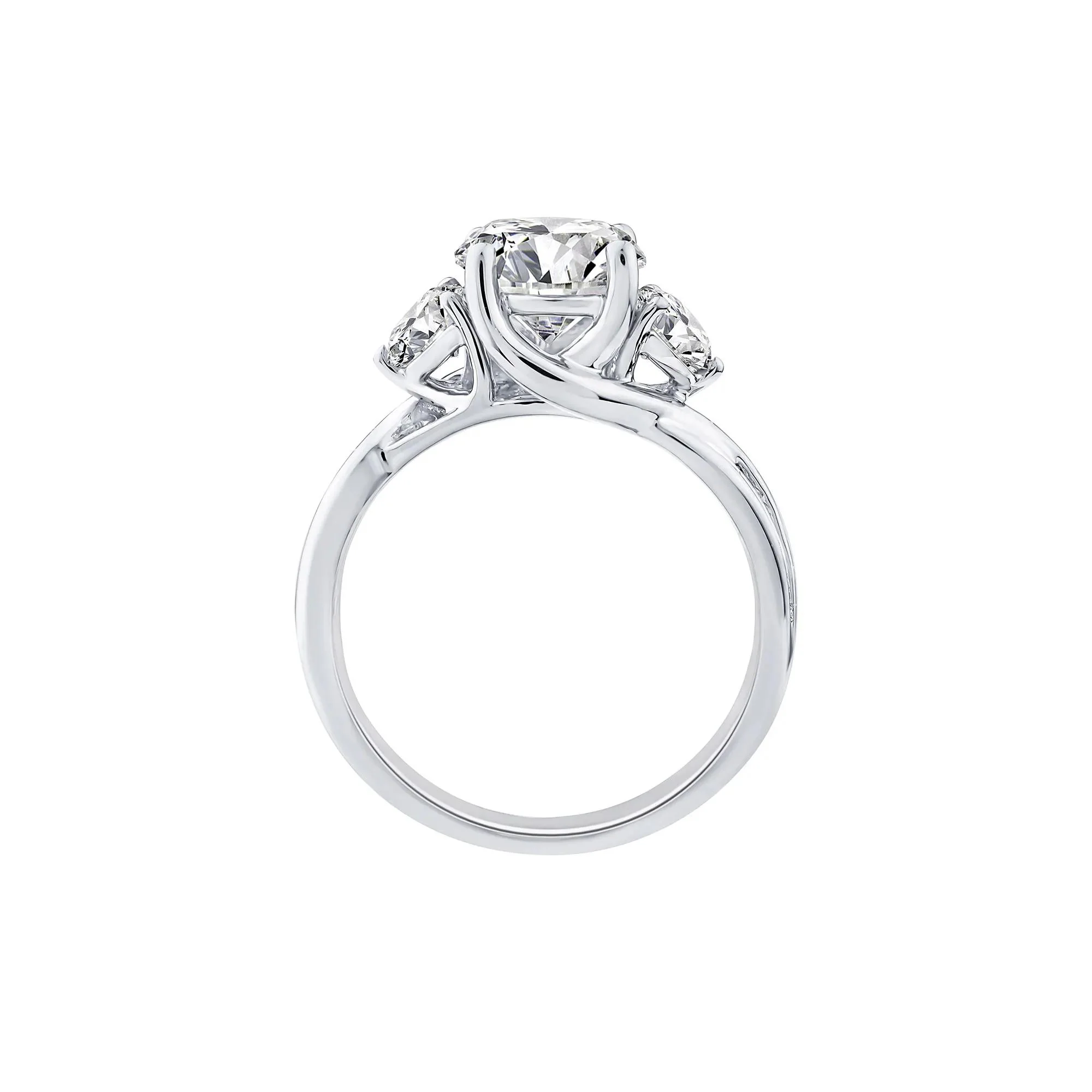 2 3/4 CT. Tw. Lab Grown Diamond Three-Stone Engagement Ring 10K White Gold Size 8.5 1.5mm - Image 2
