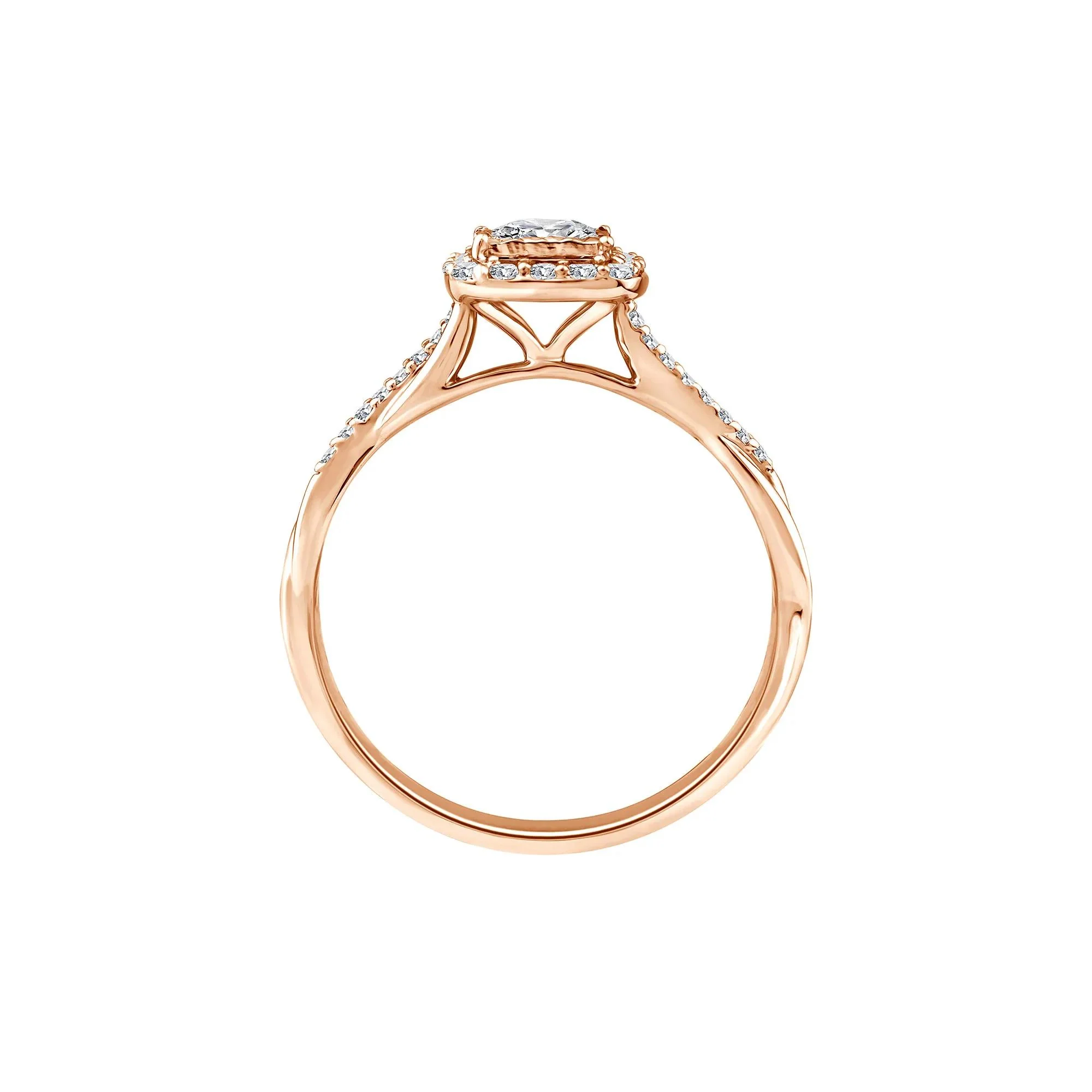 1/2 CT. Tw. Lab Grown Diamond Princess-Cut Halo Promise Ring 10K Rose Gold Size 7 1.5mm - Image 2