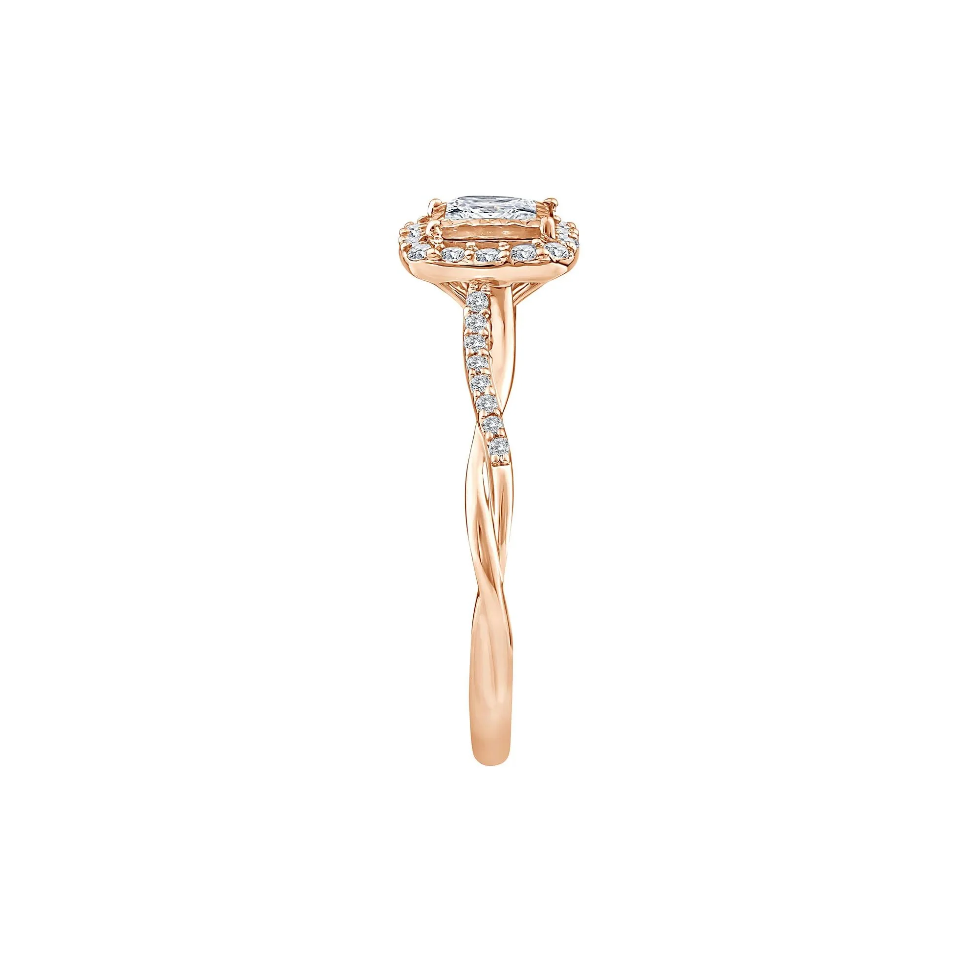 1/2 CT. Tw. Lab Grown Diamond Princess-Cut Halo Promise Ring 10K Rose Gold Size 8 1.5mm - Image 3