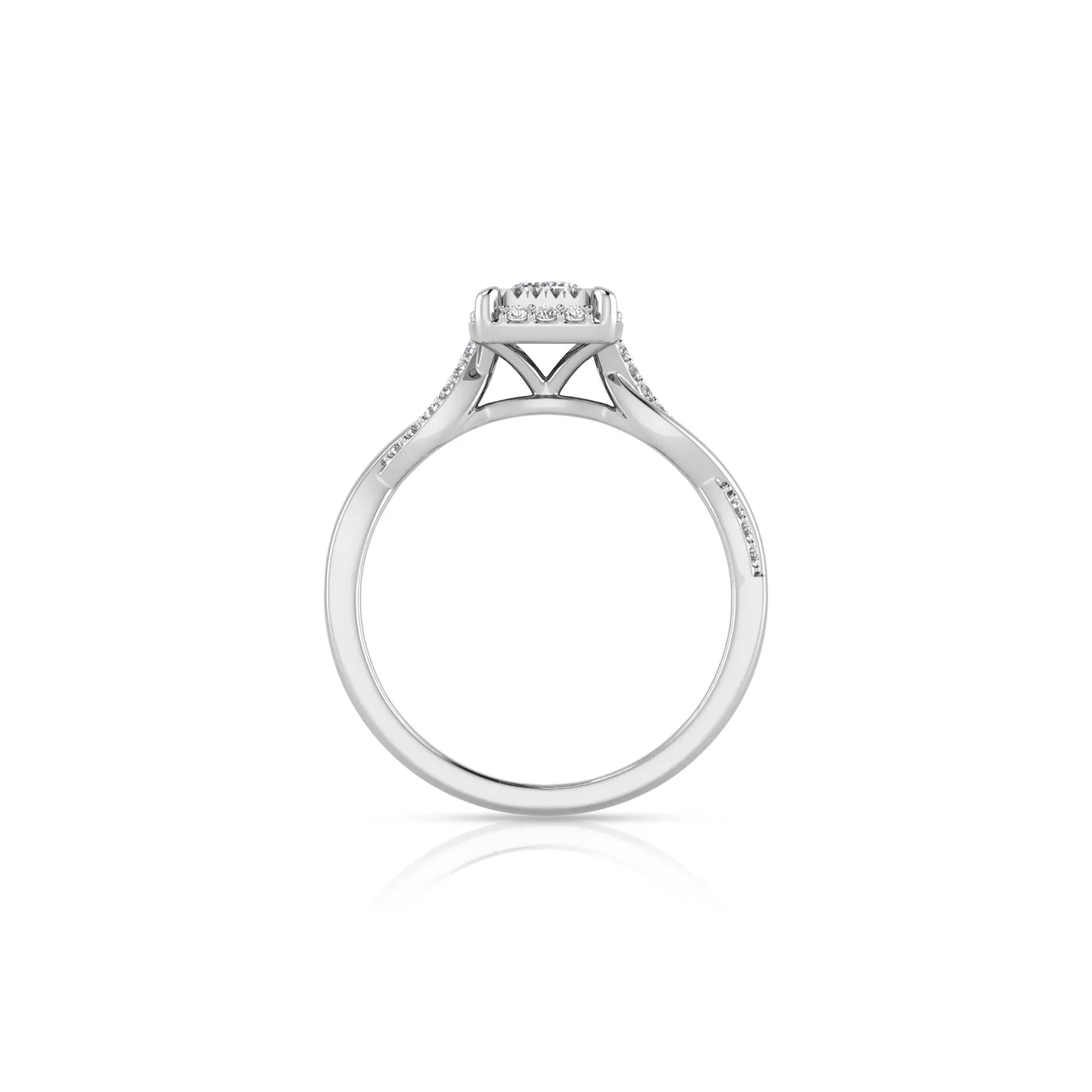 1/2 CT. Tw. Lab Grown Diamond Emerald-Cut Twist Shank Promise Ring 10K White Gold Size 10 1.5mm - Image 2