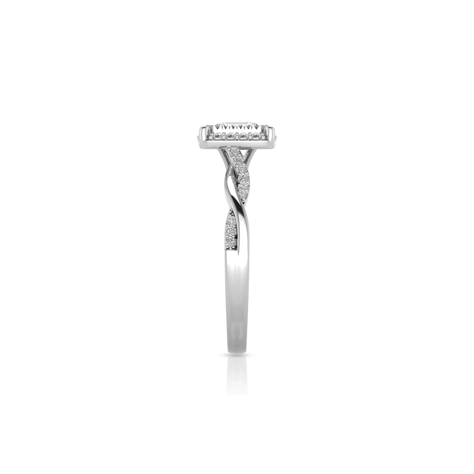 1/2 CT. Tw. Lab Grown Diamond Emerald-Cut Twist Shank Promise Ring 10K White Gold Size 6.5 1.5mm - Image 3