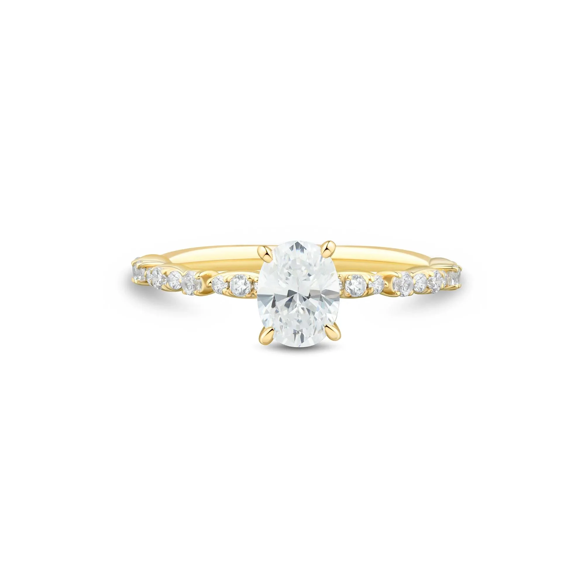 1 CT. Tw. Oval Diamond Engagement Ring 14K Yellow Gold Size 6.5 1.5mm