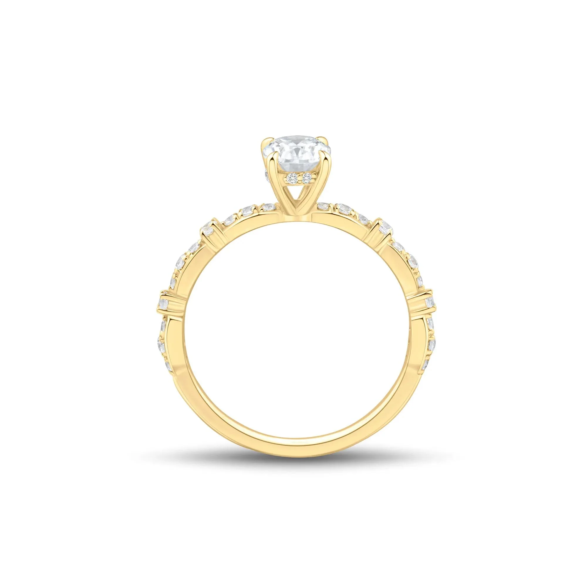1 CT. Tw. Oval Diamond Engagement Ring 14K Yellow Gold Size 6.5 1.5mm - Image 3