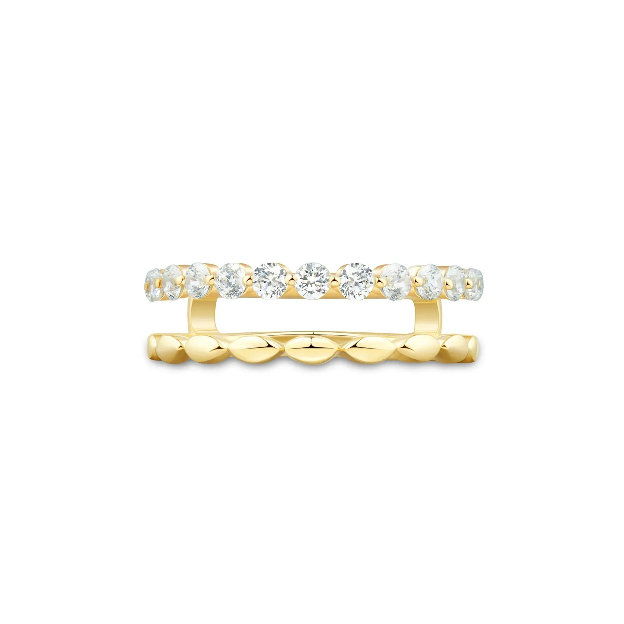 1/2 CT. Tw. Lab Grown Diamond Insert 14K Yellow Gold Ring Round Brilliant Cut Size 7.5 1mm