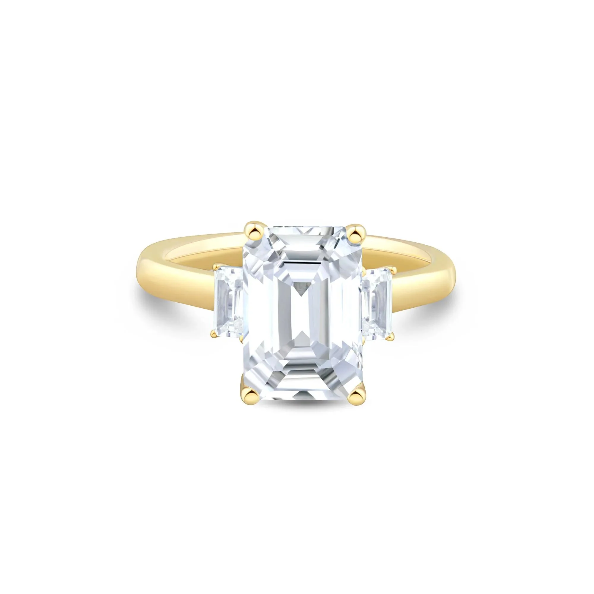 4 1/3 CT. Tw. Lab Grown Diamond Emerald-Cut Engagement Ring 14K Yellow Gold Size 5.5 1mm