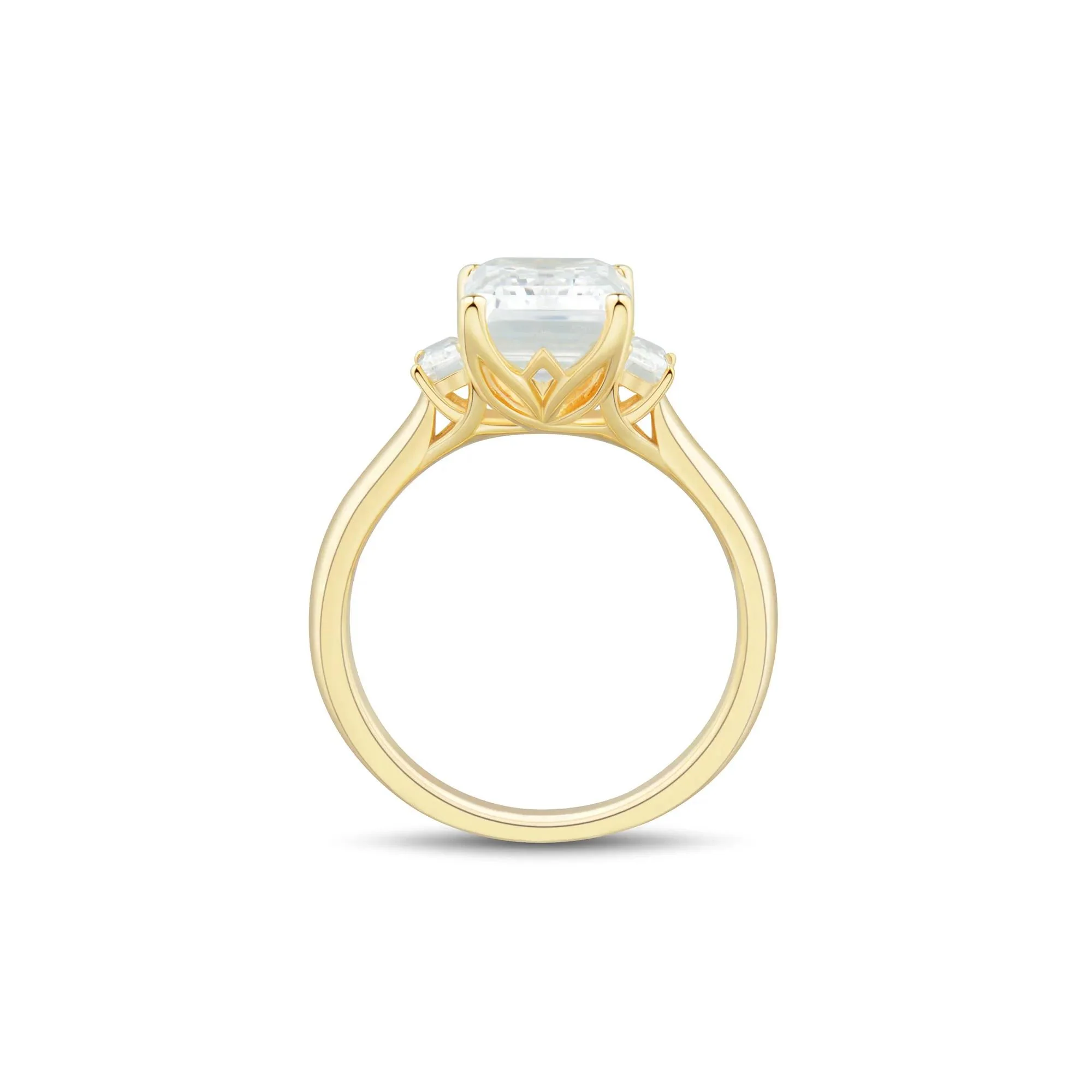 4 1/3 CT. Tw. Lab Grown Diamond Emerald-Cut Engagement Ring 14K Yellow Gold Size 9.5 1mm - Image 3