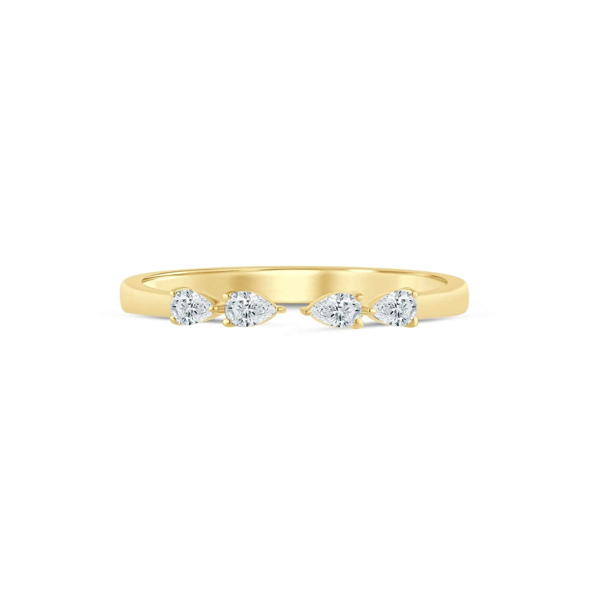 1/7 CT. Tw. Pear-Shaped Lab Grown Diamond Open Anniversary Band Ring 14K Yellow Gold Size 8 2mm