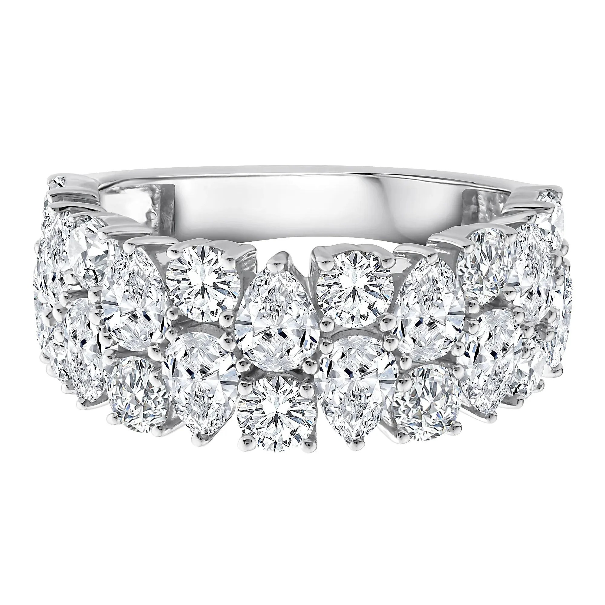 3 CT. Tw. Lab Grown Diamond Pear Wide Anniversary Band Ring 10K White Gold Size 6.5 2.5mm