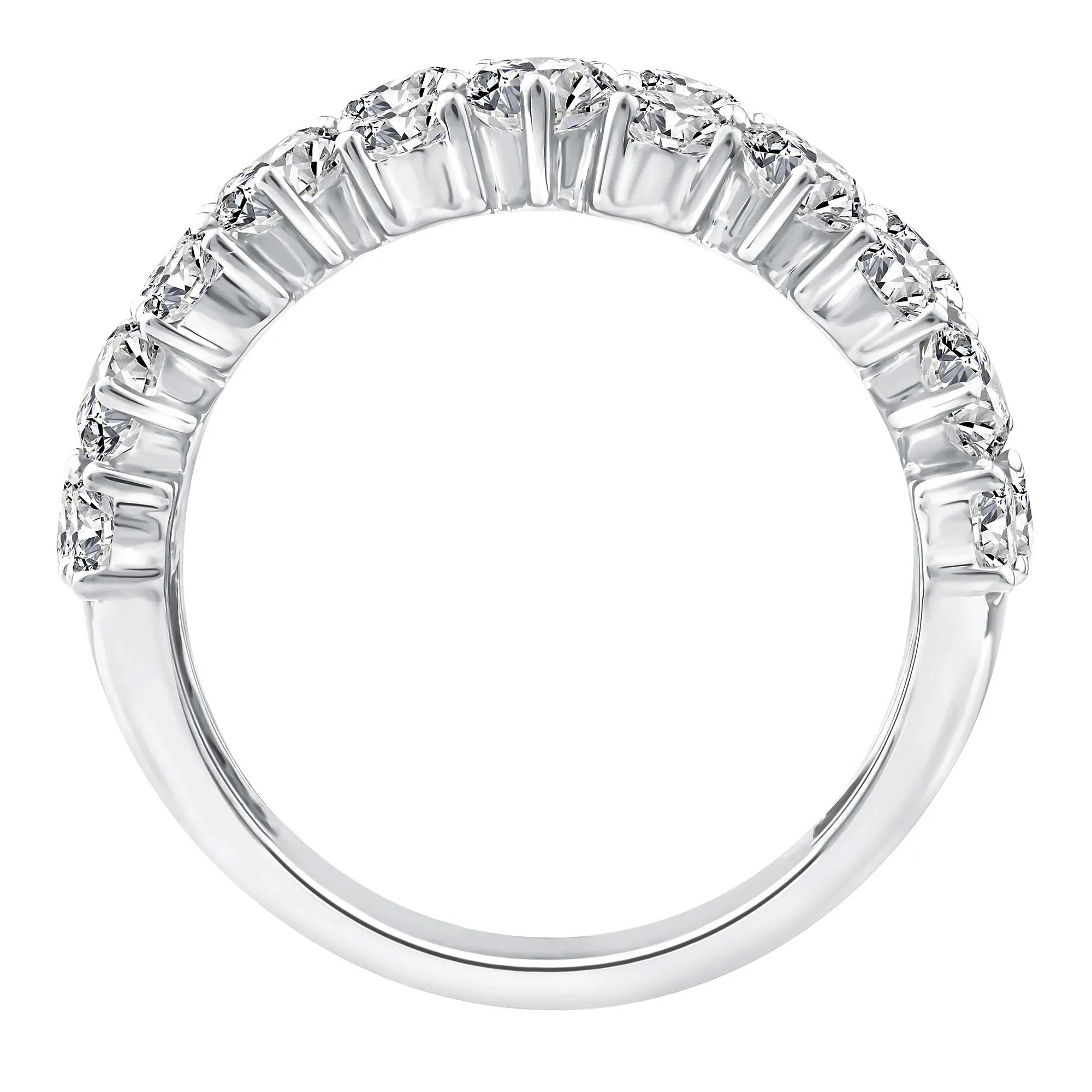 3 CT. Tw. Lab Grown Diamond Pear Wide Anniversary Band Ring 10K White Gold Size 6.5 2.5mm - Image 2