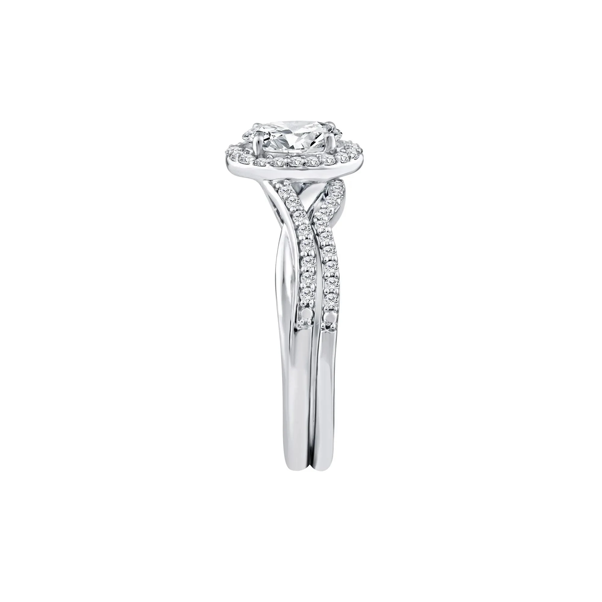 1 CT. Tw. Lab Grown Diamond Engagement Ring Set 10K White Gold Size 8.5 1.5mm - Image 3
