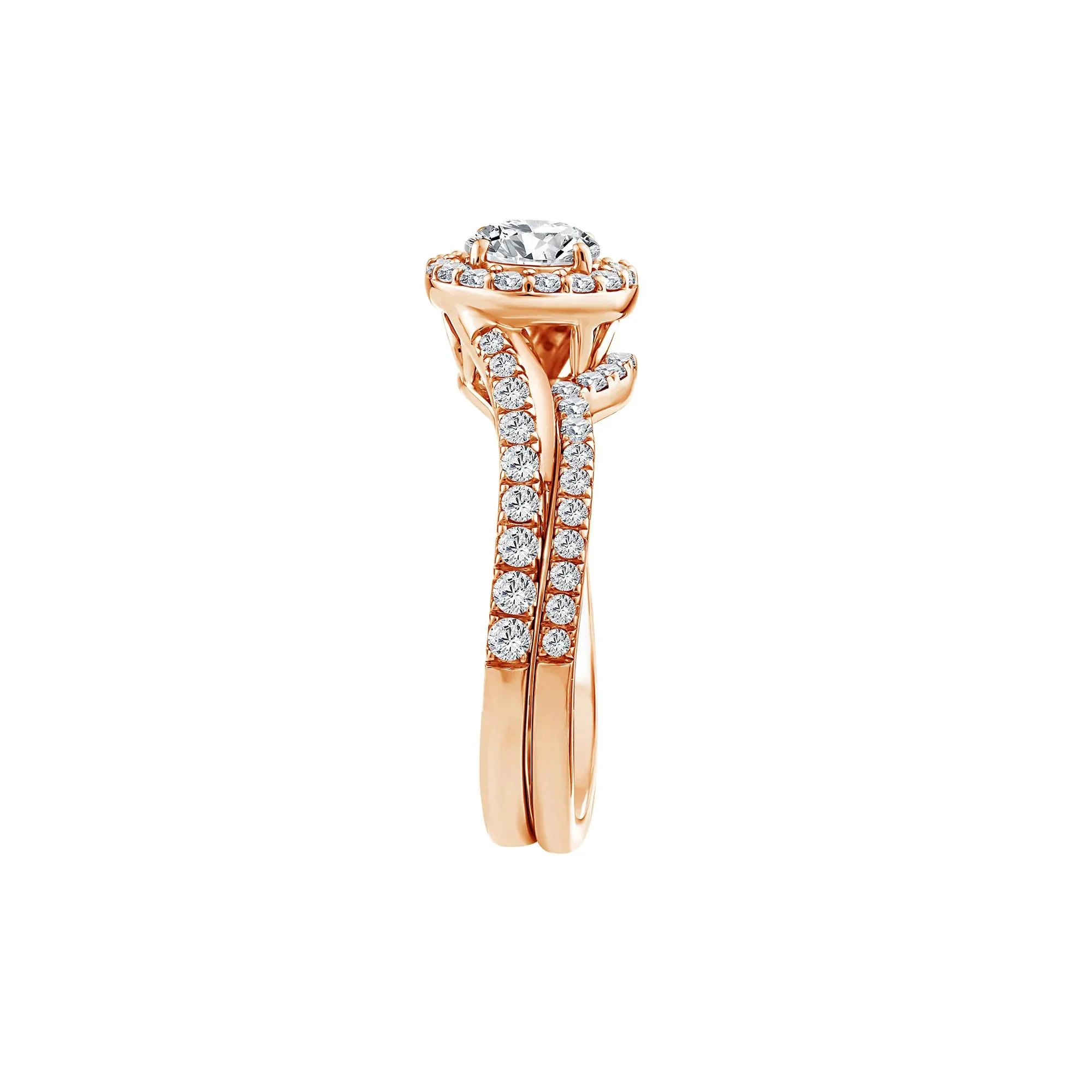 1/4 CT. Tw. Lab Grown Diamond Engagement Ring Set 10K Rose Gold Size 8 1mm - Image 3