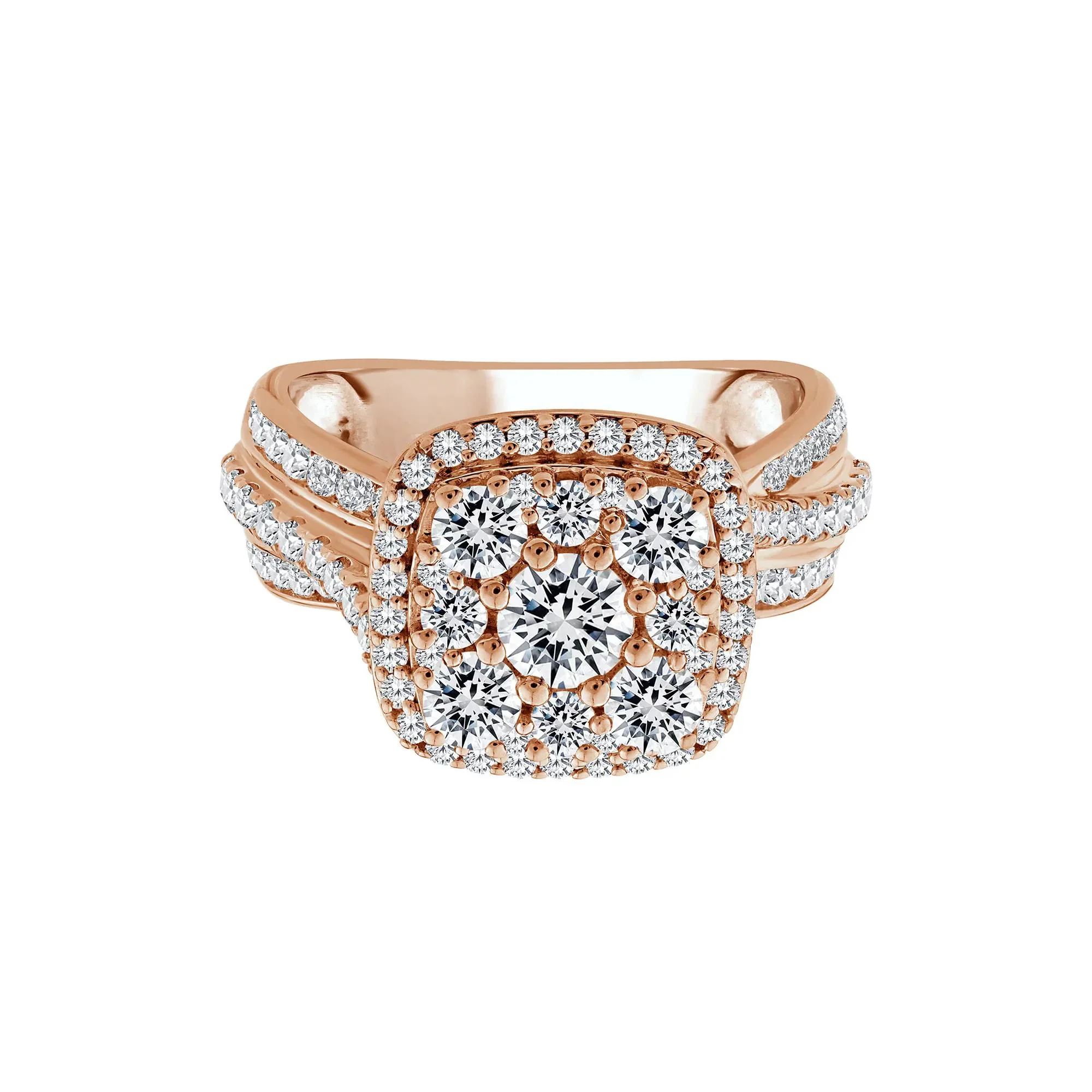 2 CT. Tw. Diamond Composite Engagement Ring 10K Rose Gold Size 6 3mm