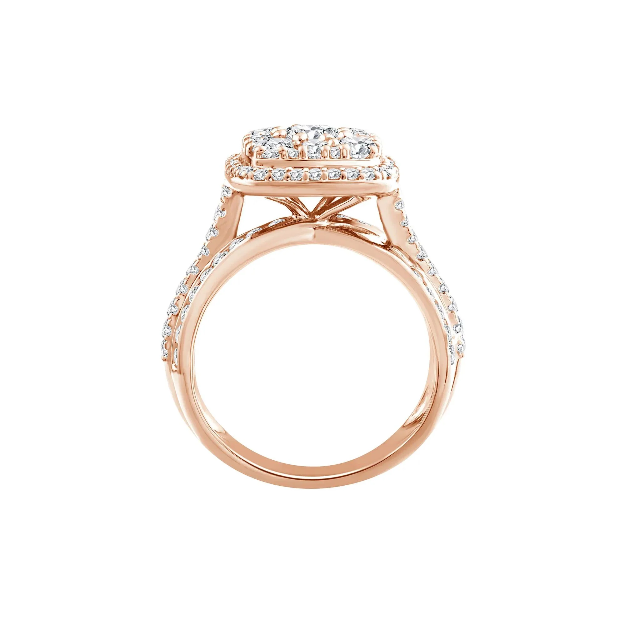2 CT. Tw. Diamond Composite Engagement Ring 10K Rose Gold Size 8.5 3mm - Image 2