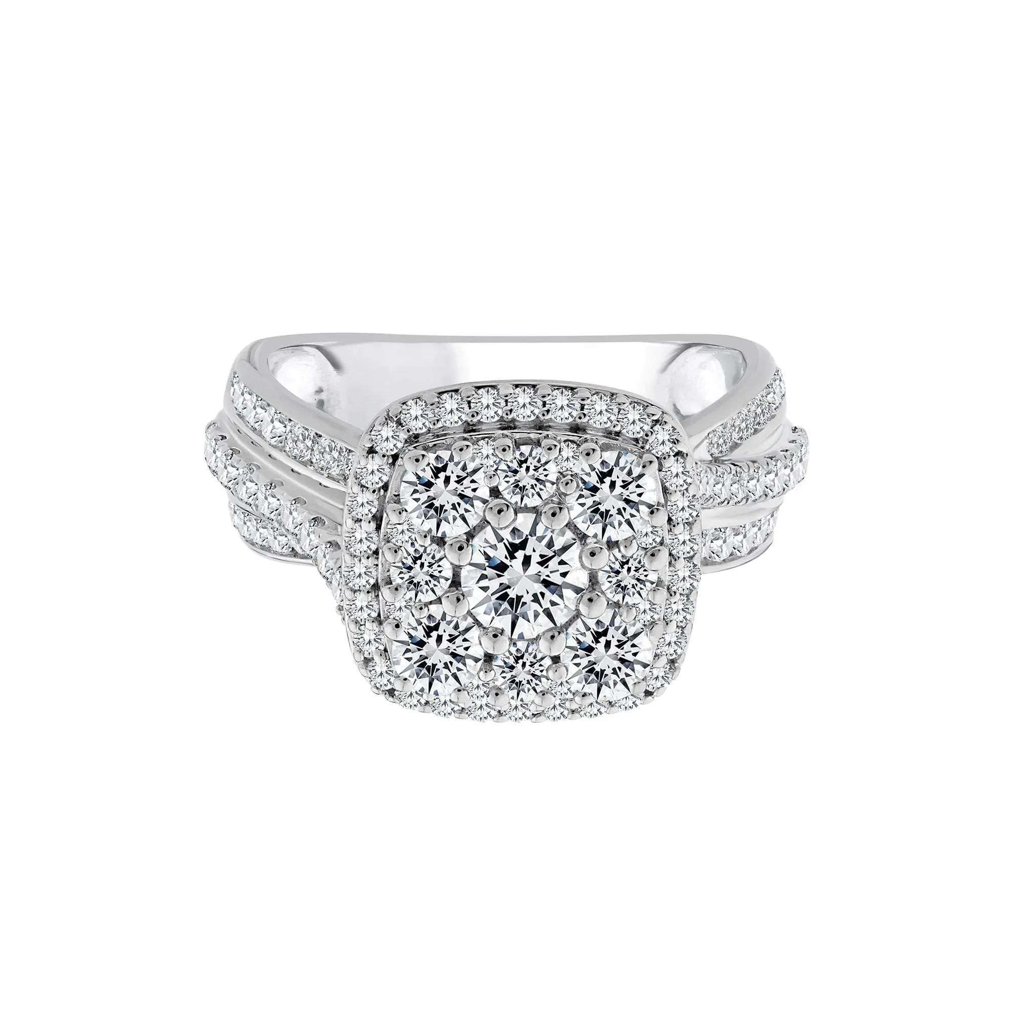 2 CT. Tw. Diamond Composite Engagement Ring 10K White Gold Size 6.5 3mm