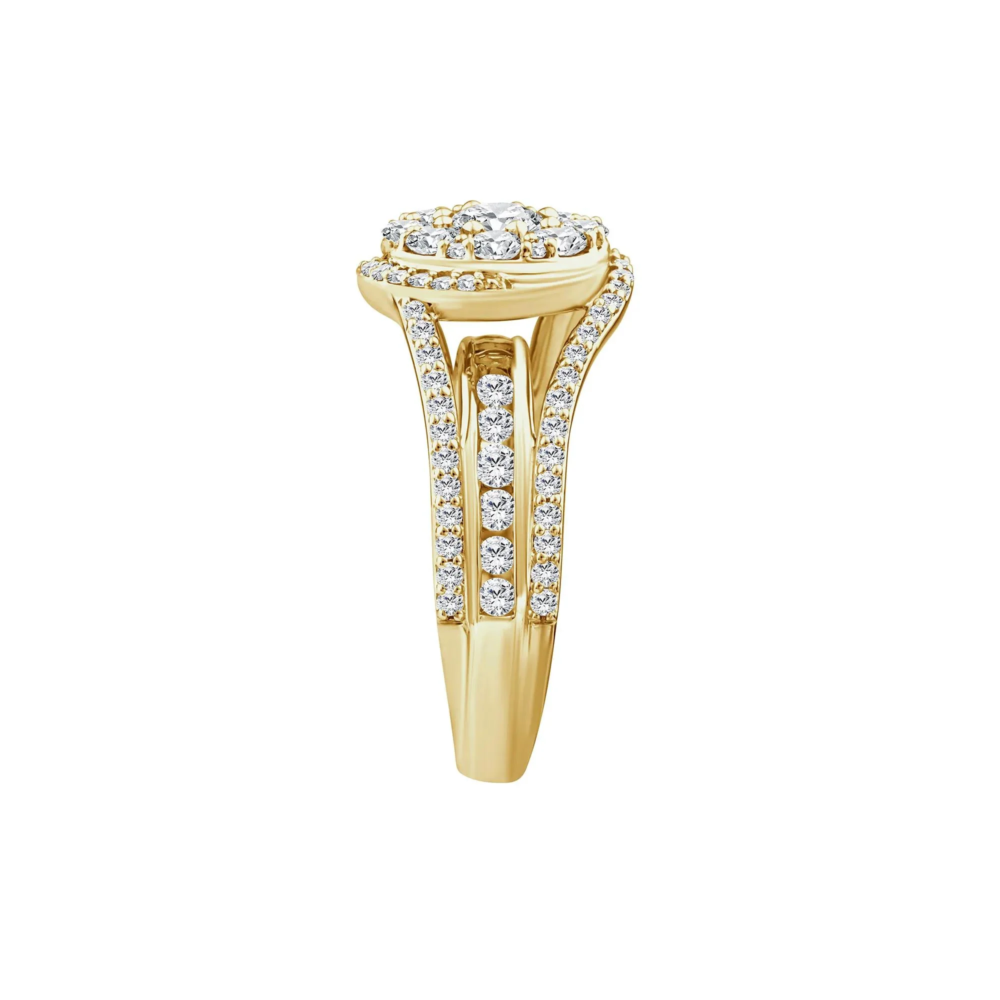 1 3/4 CT. Tw. Diamond Composite Engagement Ring 10K Yellow Gold Round Brilliant Cut Size 6.5 2.5mm - Image 3