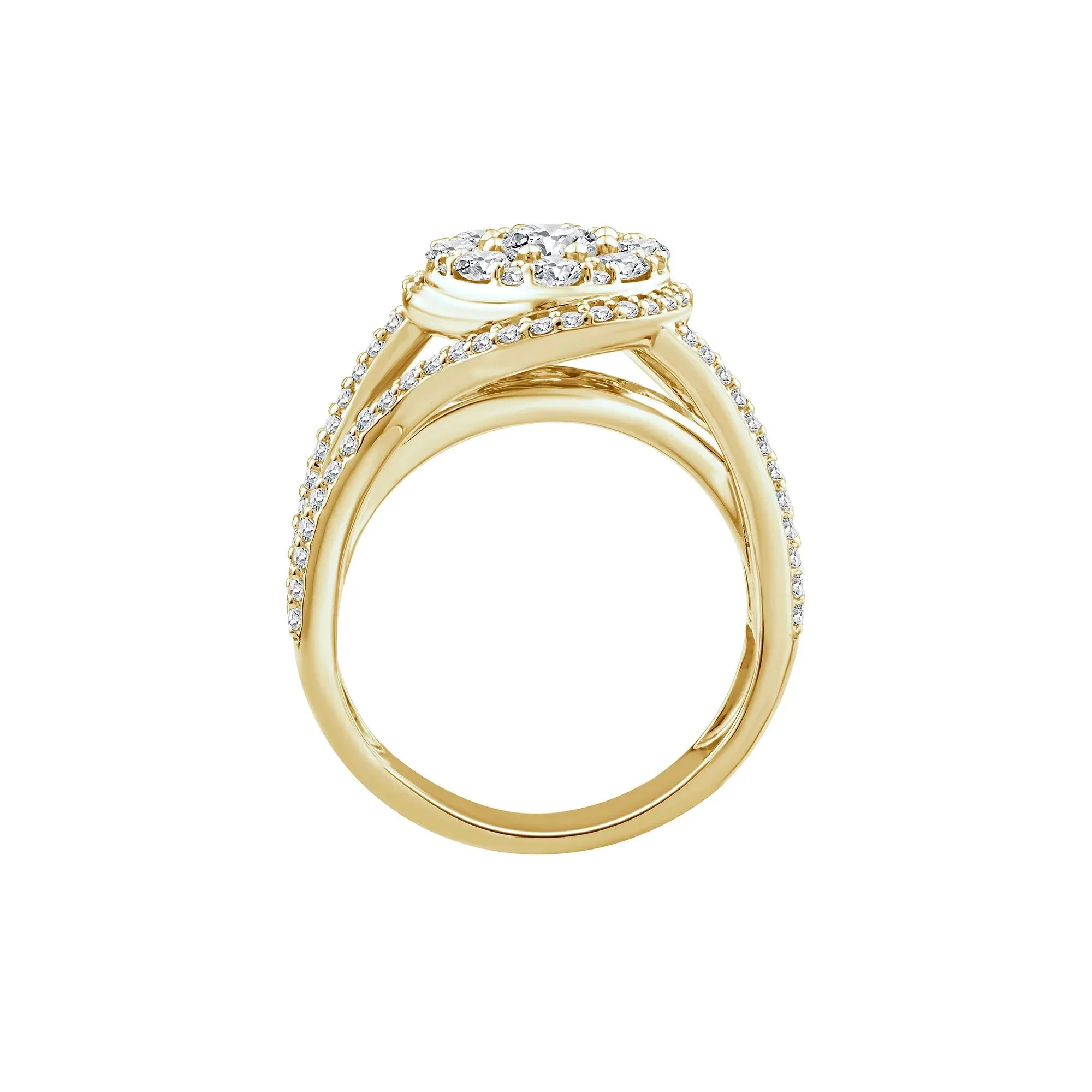 1 3/4 CT. Tw. Diamond Composite Engagement Ring 10K Yellow Gold Round Brilliant Cut Size 8.5 2.5mm - Image 2