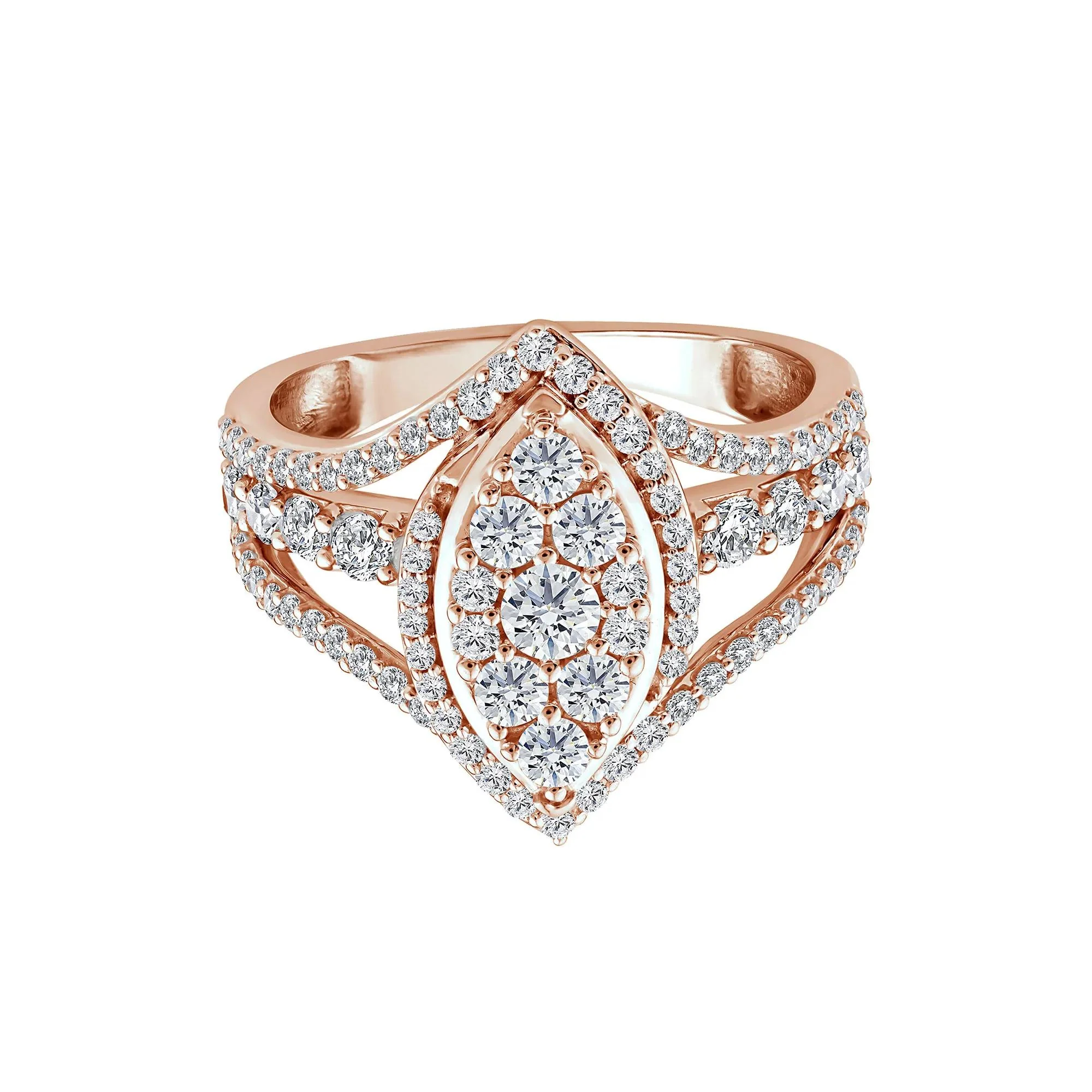 1/2 CT. Tw. Diamond Composite Engagement Ring 10K Rose Gold Size 6 2mm