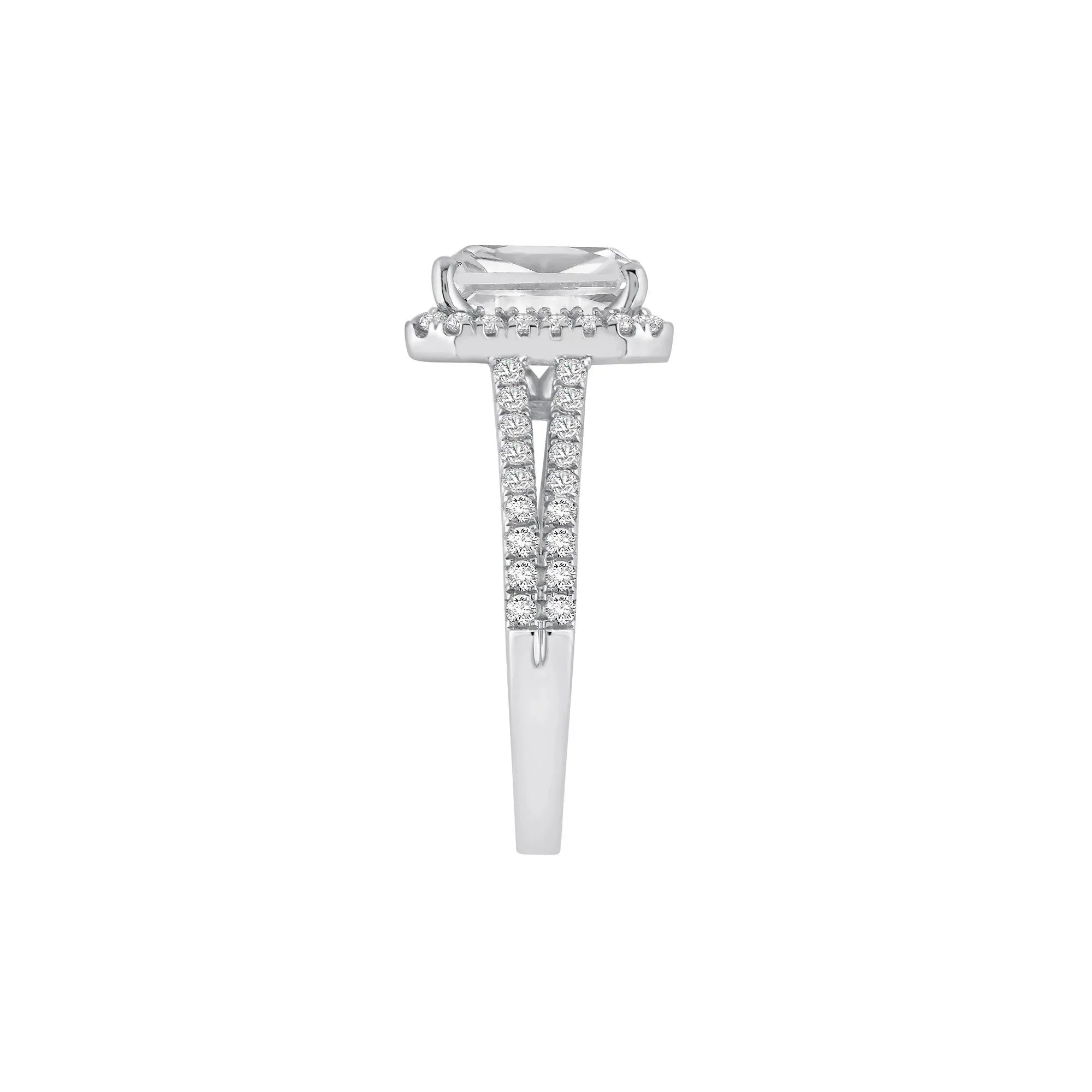 3 CT. Tw. Lab Grown Diamond Radiant-Cut Halo Engagement Ring 14K White Gold Size 8 11.5mm - Image 3