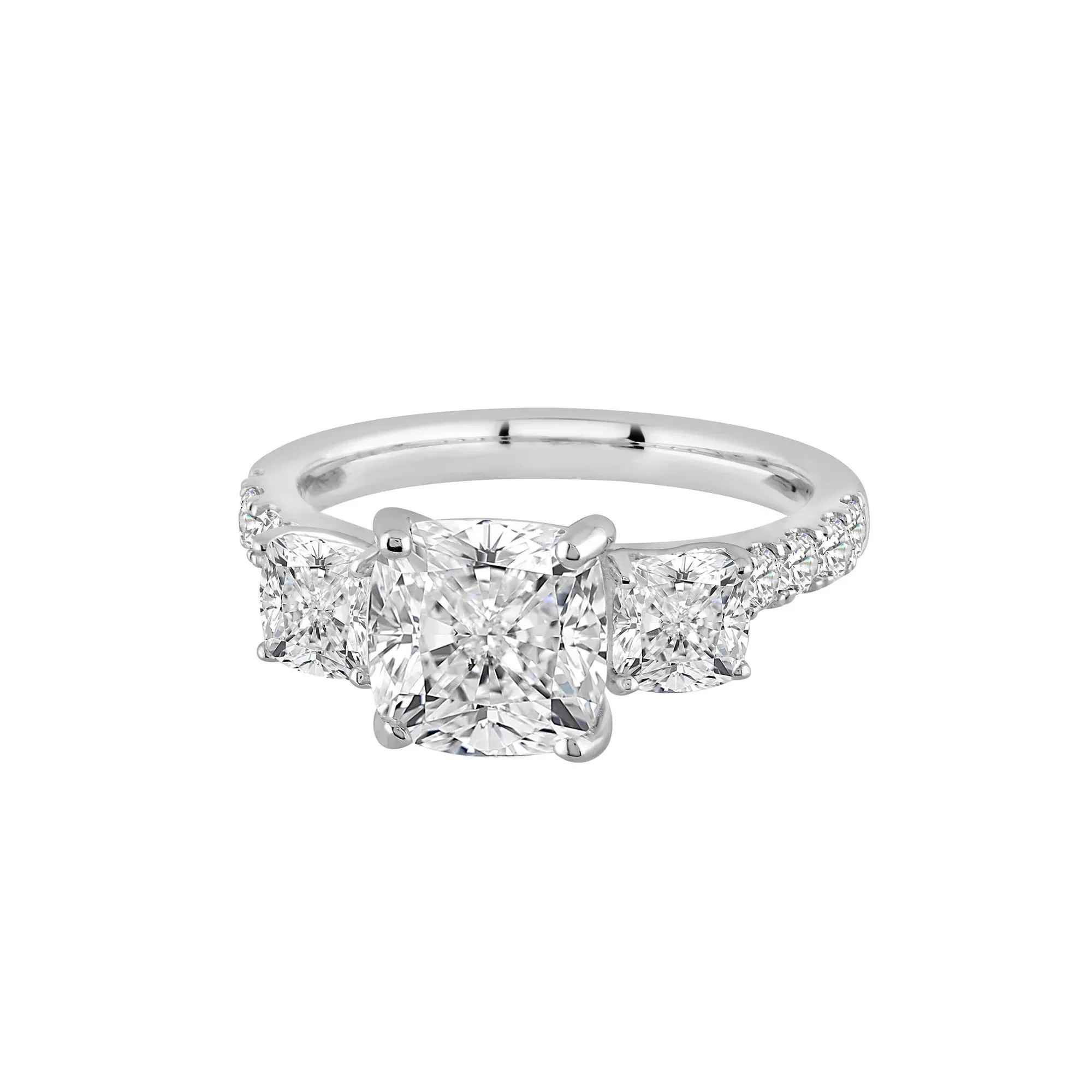 4 CT. Tw. Lab Grown Diamond Cushion-Cut Engagement Ring 14K White Gold Size 7.5 8.5mm - Image 4