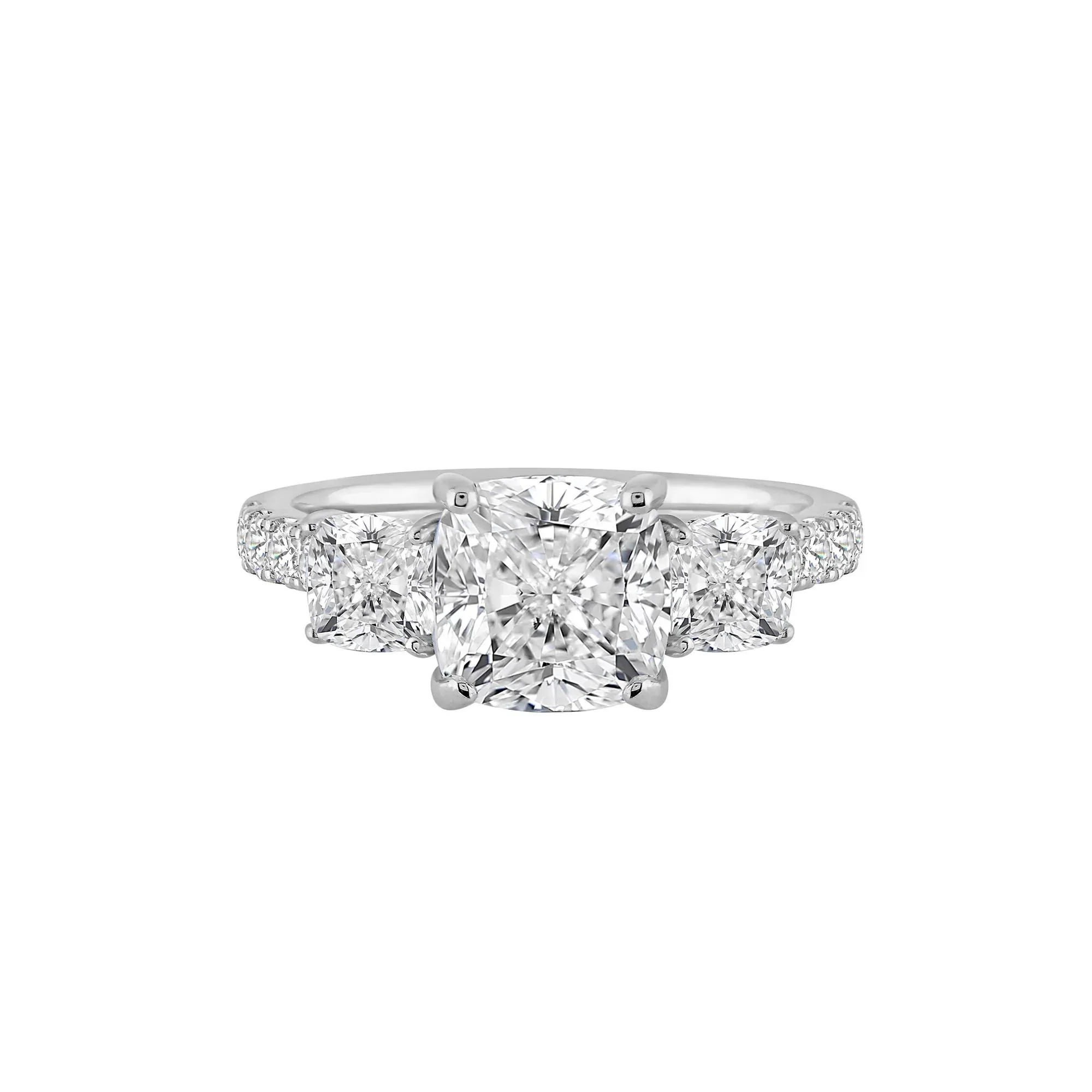4 CT. Tw. Lab Grown Diamond Cushion-Cut Engagement Ring 14K White Gold Size 9 8.5mm