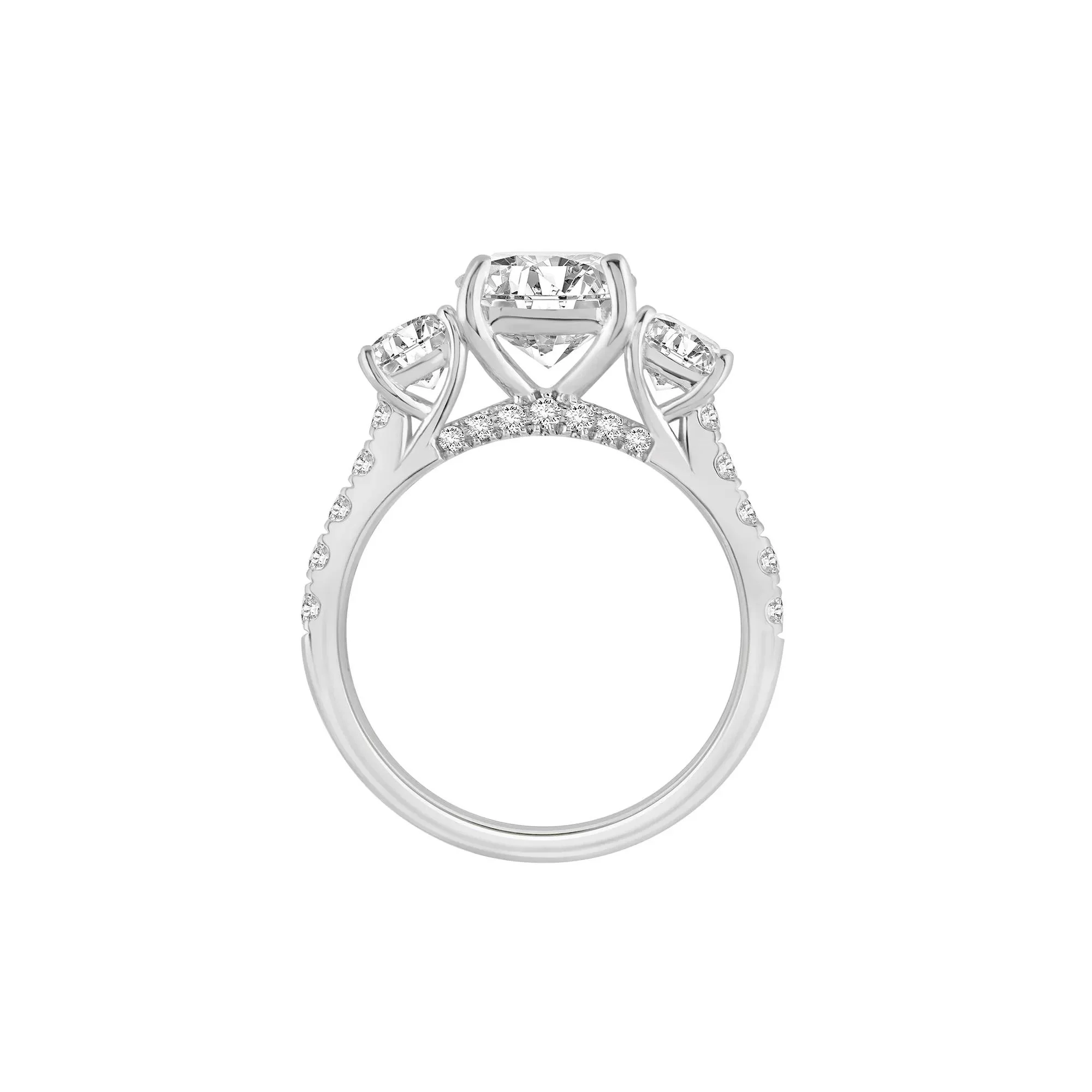 4 CT. Tw. Lab Grown Diamond Cushion-Cut Engagement Ring 14K White Gold Size 9 8.5mm - Image 2