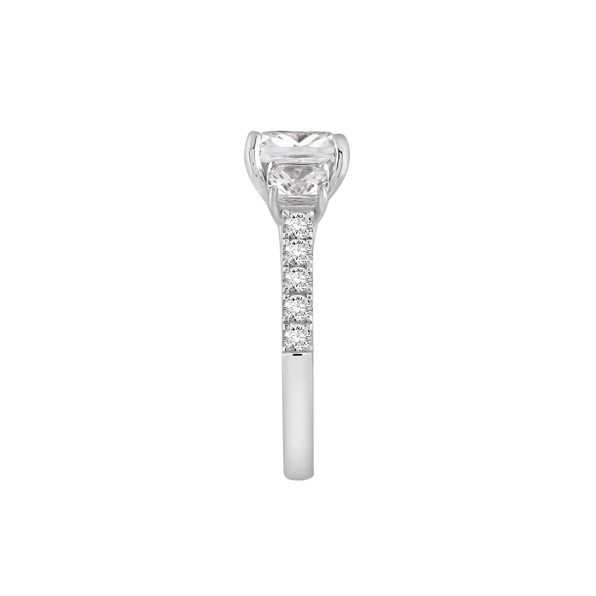 4 CT. Tw. Lab Grown Diamond Cushion-Cut Engagement Ring 14K White Gold Size 9 8.5mm - Image 3
