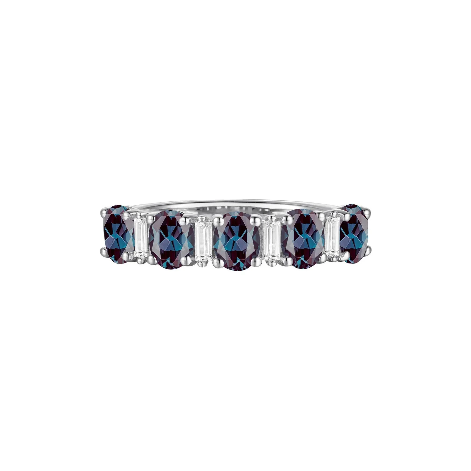 1/8 CT. Tw. Lab-Created Alexandrite and Diamond Ring 10K White Gold Size 9 1mm