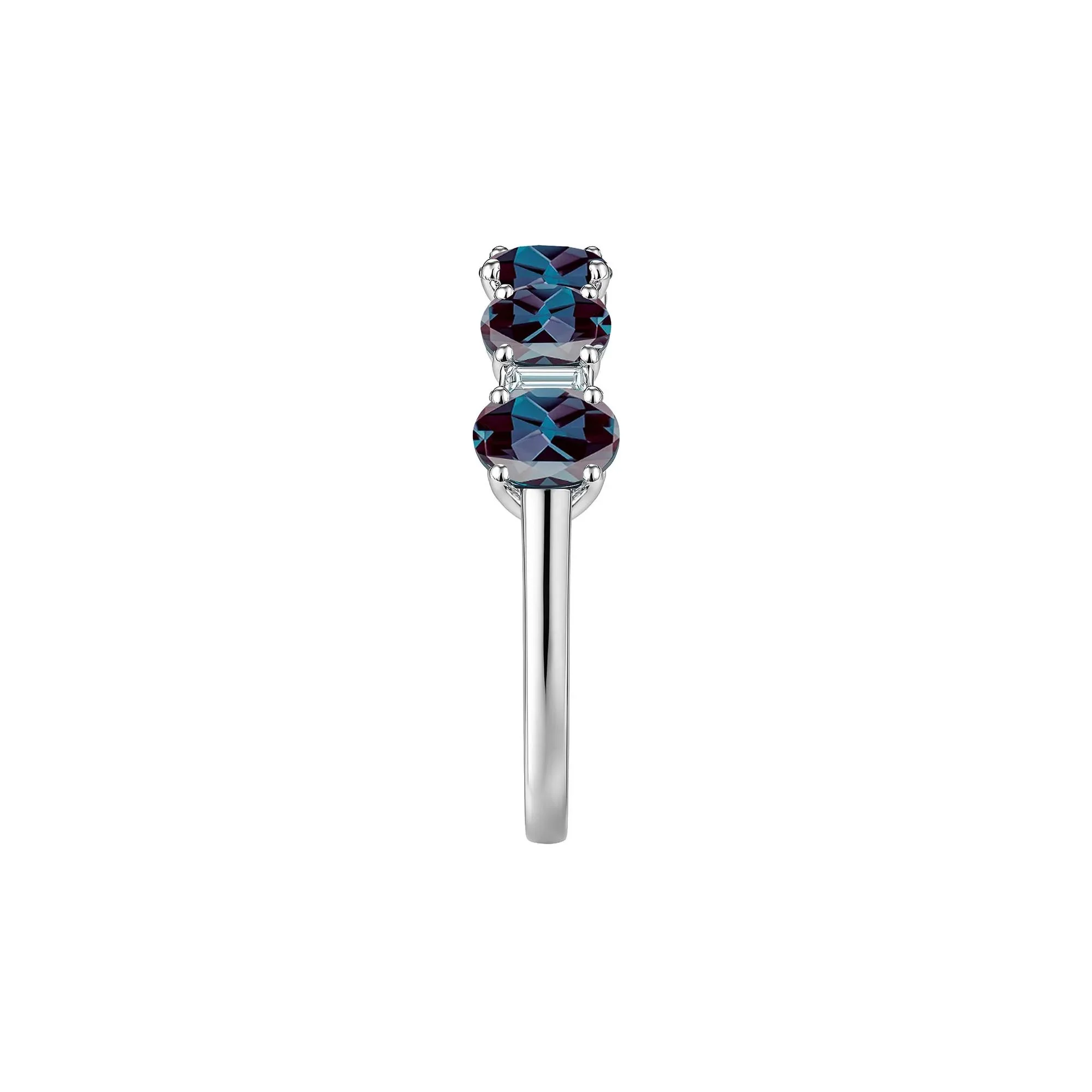 1/8 CT. Tw. Lab-Created Alexandrite and Diamond Ring 10K White Gold Size 9 1mm - Image 2