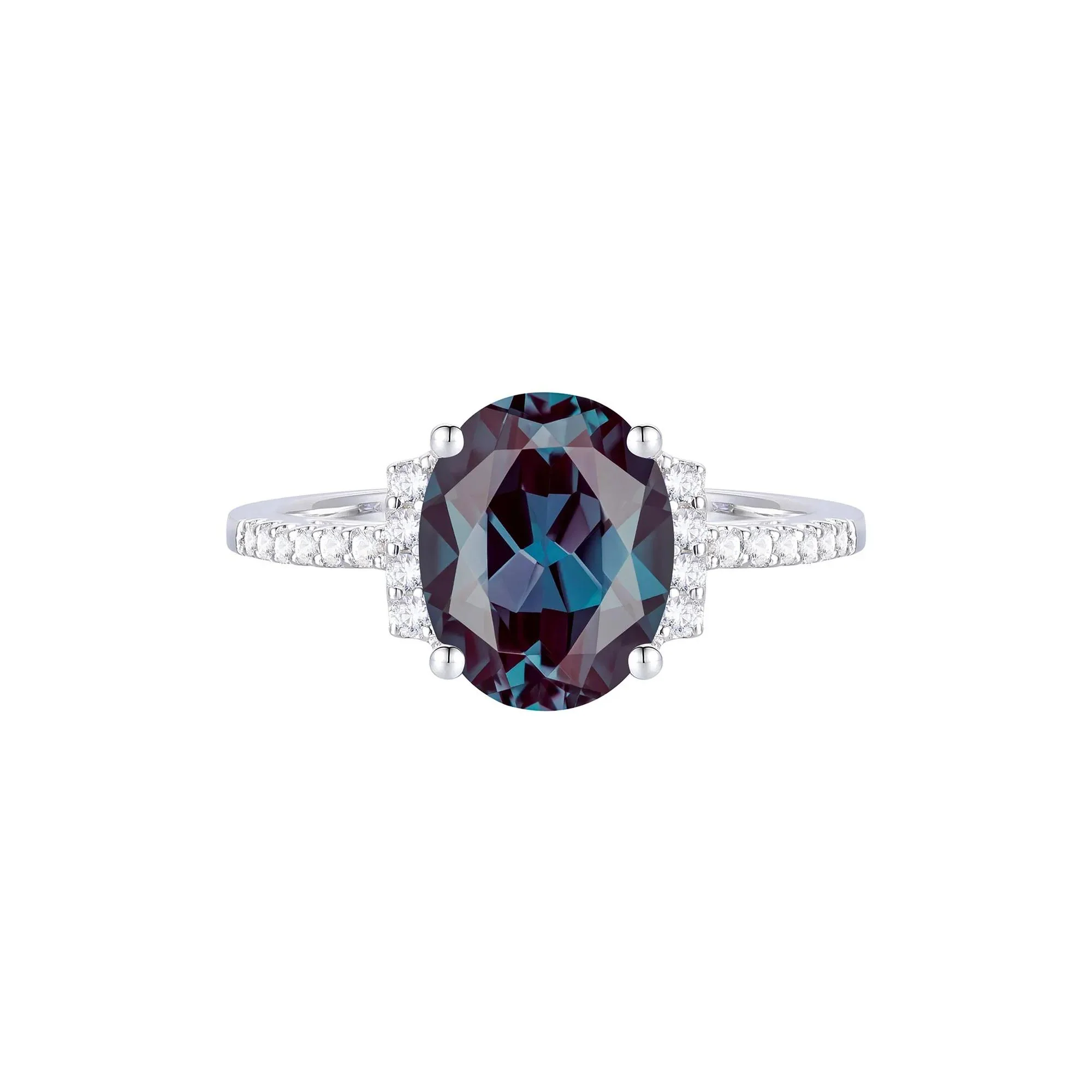 1/7 CT. Tw. Lab-Created Alexandrite and Diamond Ring 10K White Gold Size 7.5 1mm