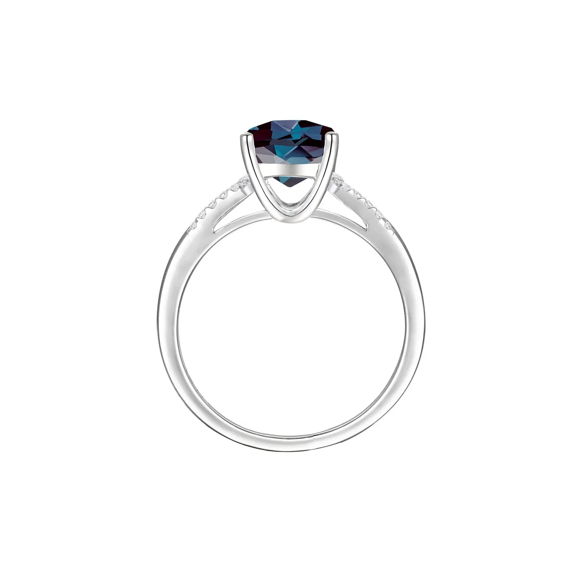1/7 CT. Tw. Lab-Created Alexandrite and Diamond Ring 10K White Gold Size 7.5 1mm - Image 3