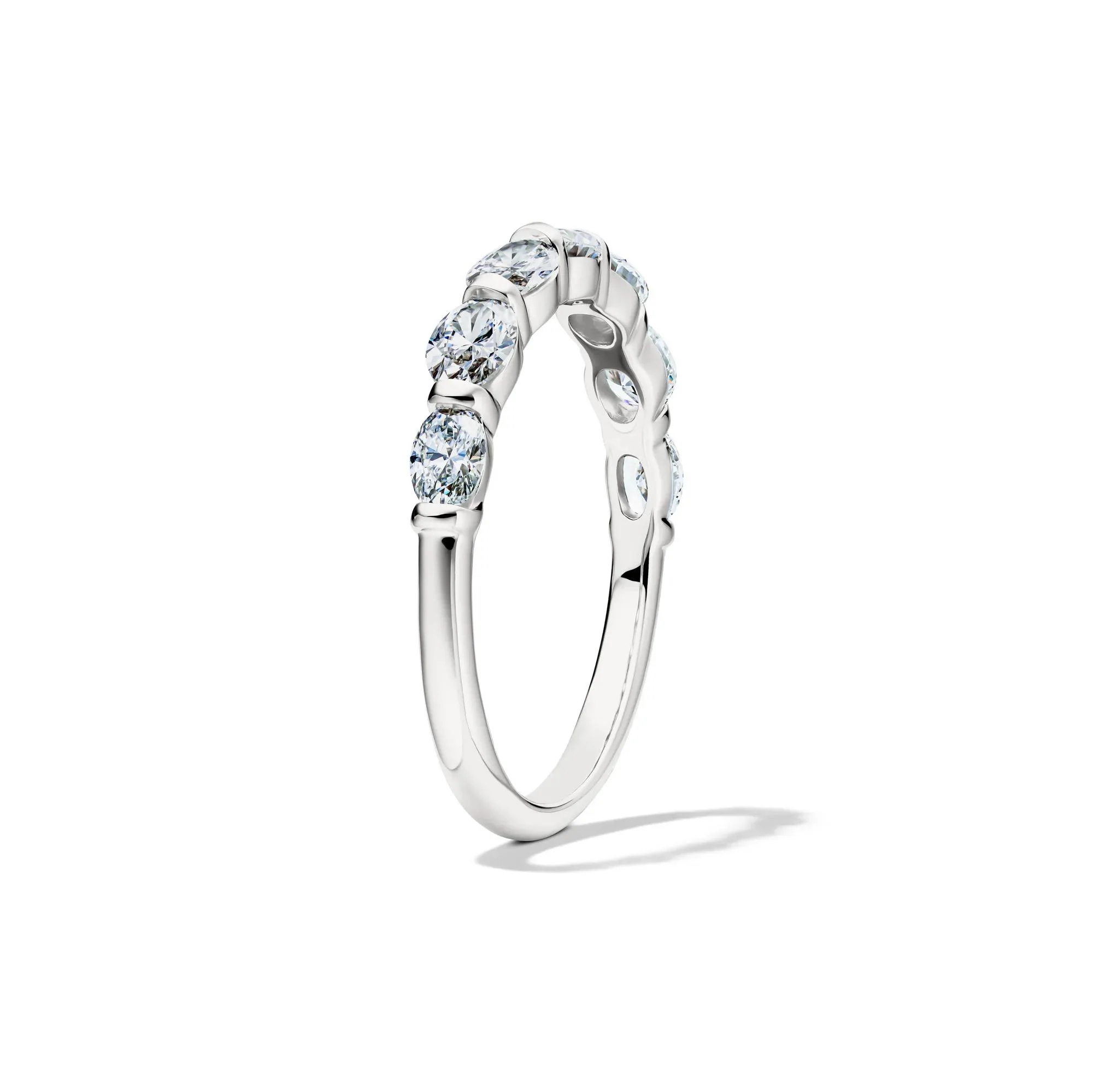 1 CT. Tw. Lab Grown Diamond Seven-Stone Wedding Band Ring 14K White Gold Size 6.5 2mm - Image 3