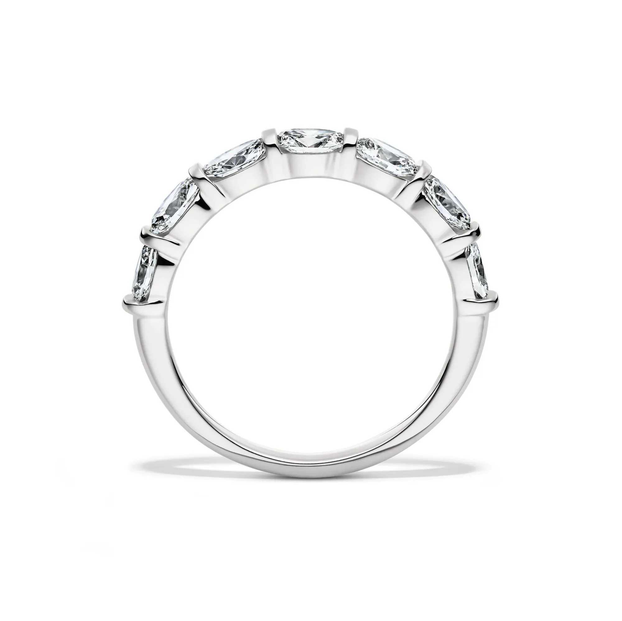1 CT. Tw. Lab Grown Diamond Seven-Stone Wedding Band Ring 14K White Gold Size 8 2mm - Image 2