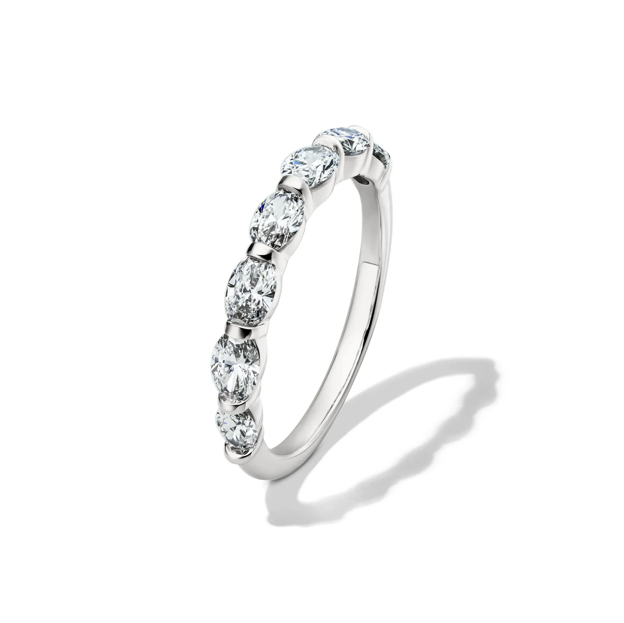 1 CT. Tw. Lab Grown Diamond Seven-Stone Wedding Band Ring 14K White Gold Size 8 2mm - Image 4
