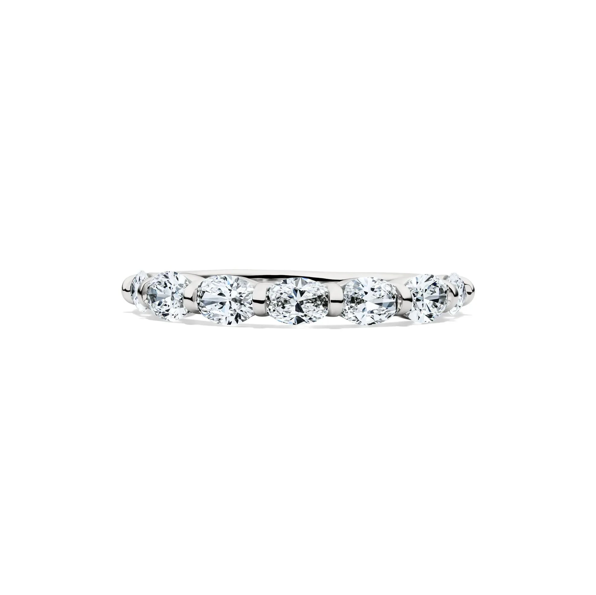 1 CT. Tw. Lab Grown Diamond Seven-Stone Wedding Band Ring 14K White Gold Size 9 2mm