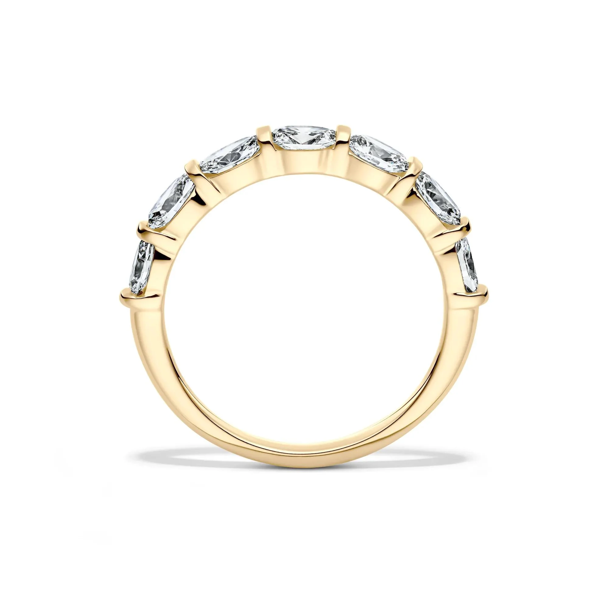 1 CT. Tw. Lab Grown Diamond Seven-Stone Wedding Band Ring 14K Yellow Gold Size 5.5 2mm - Image 2