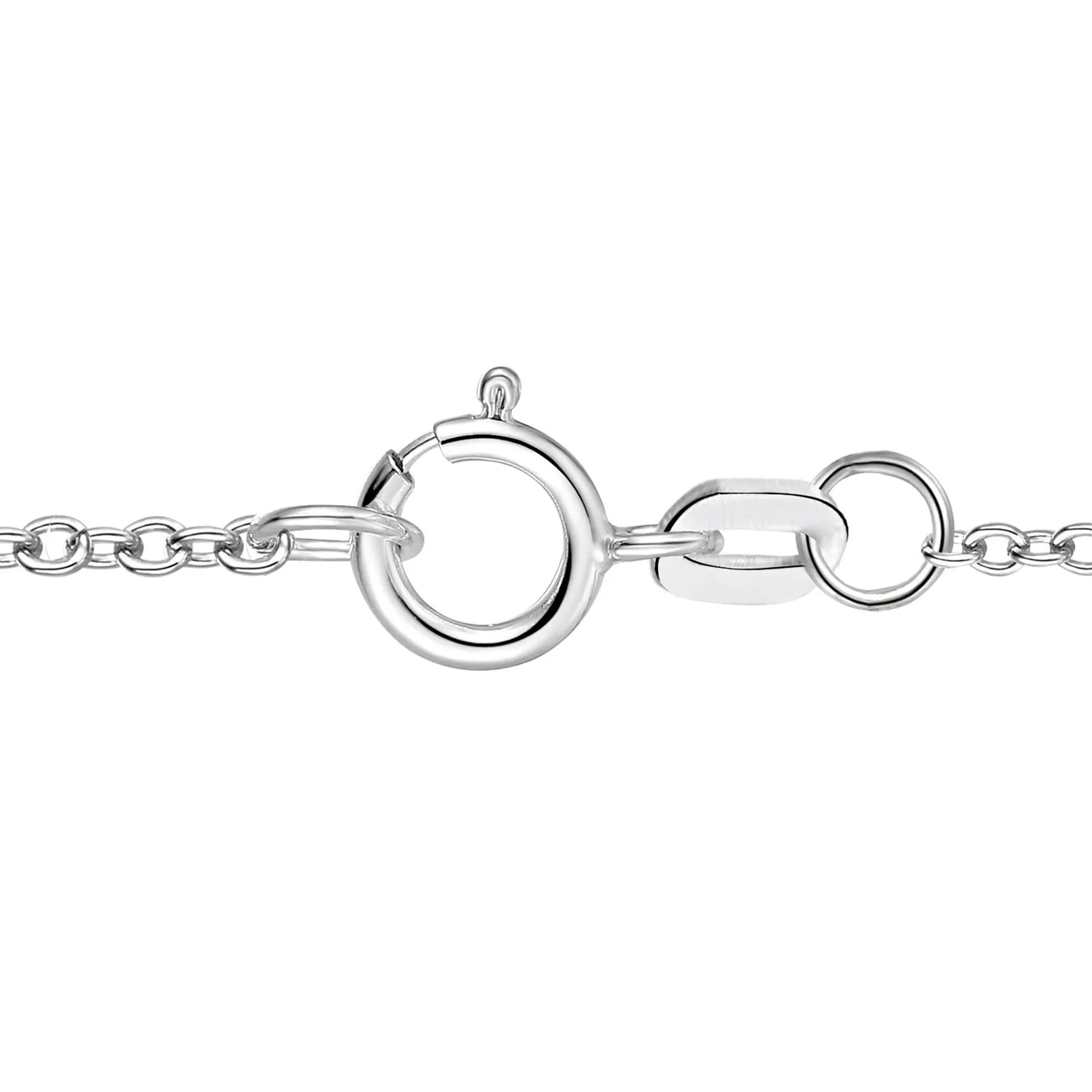Lab-Created Emerald & Lab-Created White Sapphire Drop Pendant Necklace .925 Sterling Silver Size 18" - Image 3