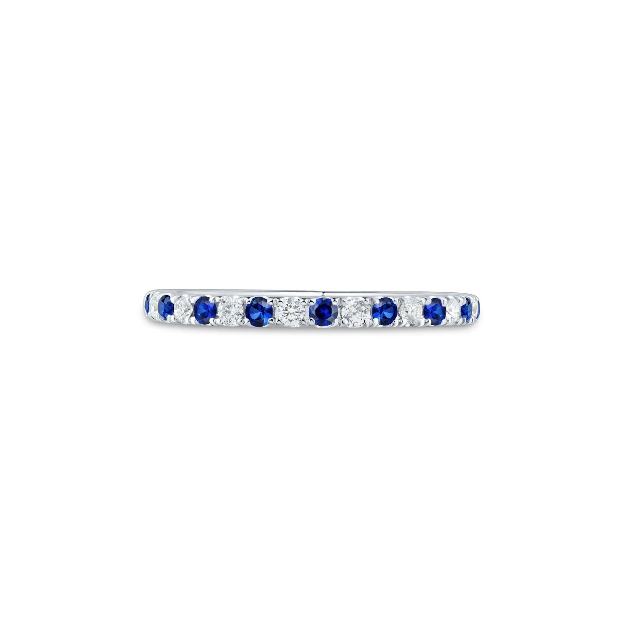 1/7 CT. Tw. Lab Grown Diamond & Lab-Created Blue Sapphire Anniversary Band Ring 14K White Gold Size 6 1.5mm