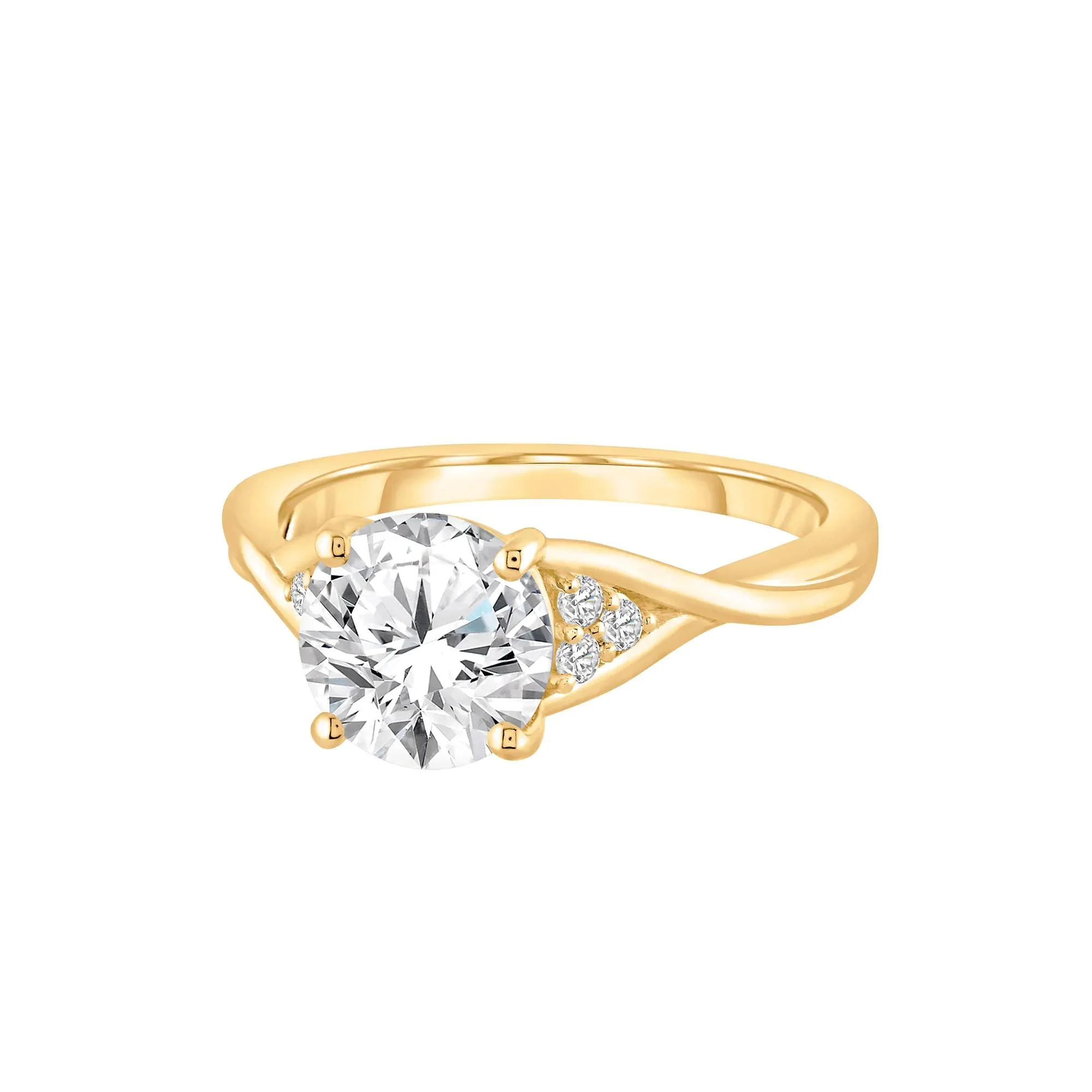 2 CT. Tw. Lab Grown Diamond Round Engagement Ring 14K Yellow Gold Round Brilliant Cut Size 6 8mm - Image 4