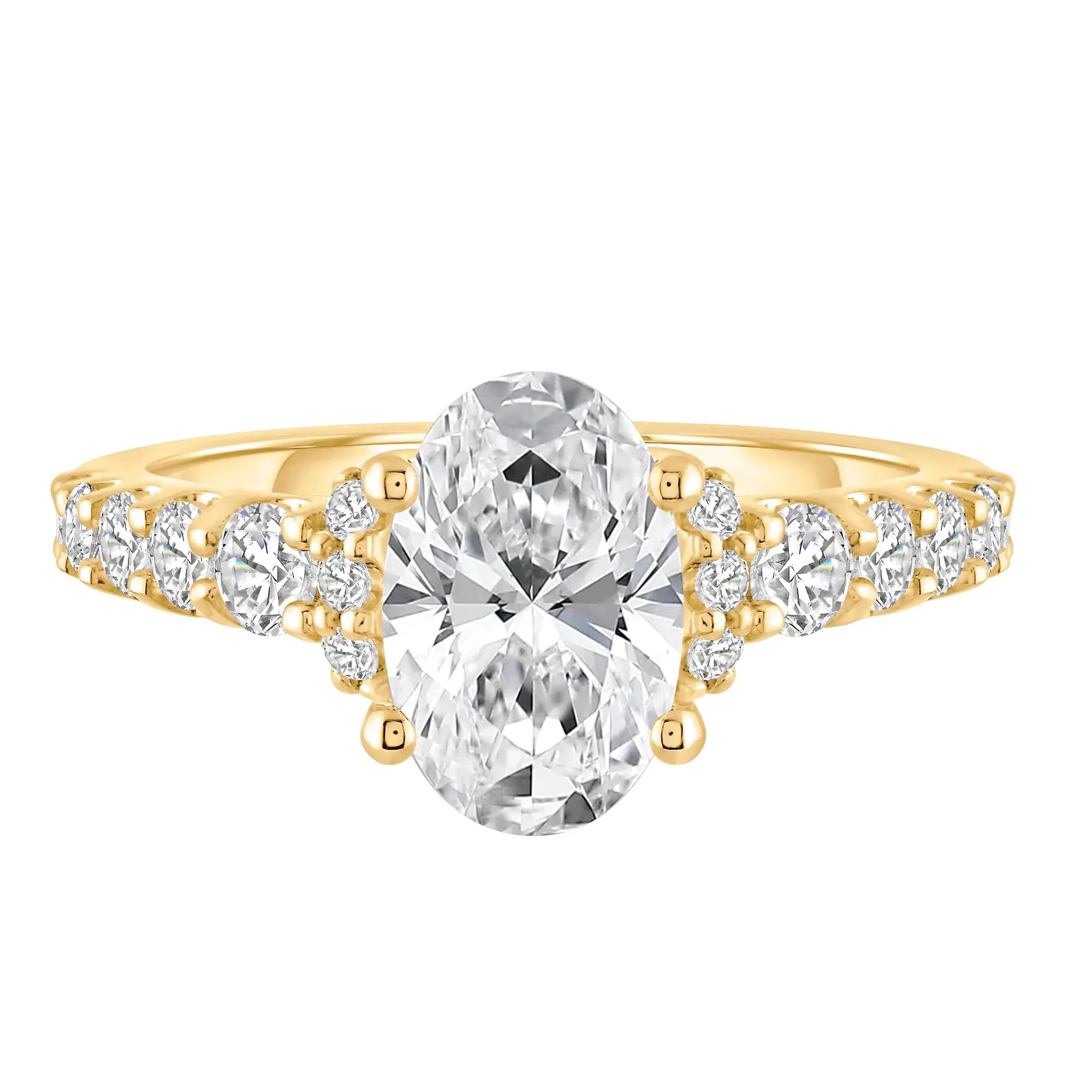 2 3/4 CT. Tw. Lab Grown Diamond Engagement Ring 14K Yellow Gold Round Brilliant Cut Size 6 10mm