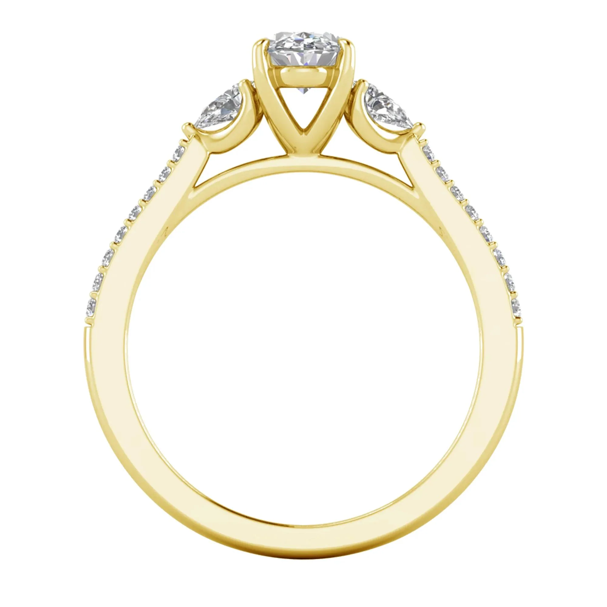 1 CT. Tw. Lab Grown Diamond Three-Stone Engagement Ring 10K Yellow Gold Size 7.5 1.5mm - Image 2