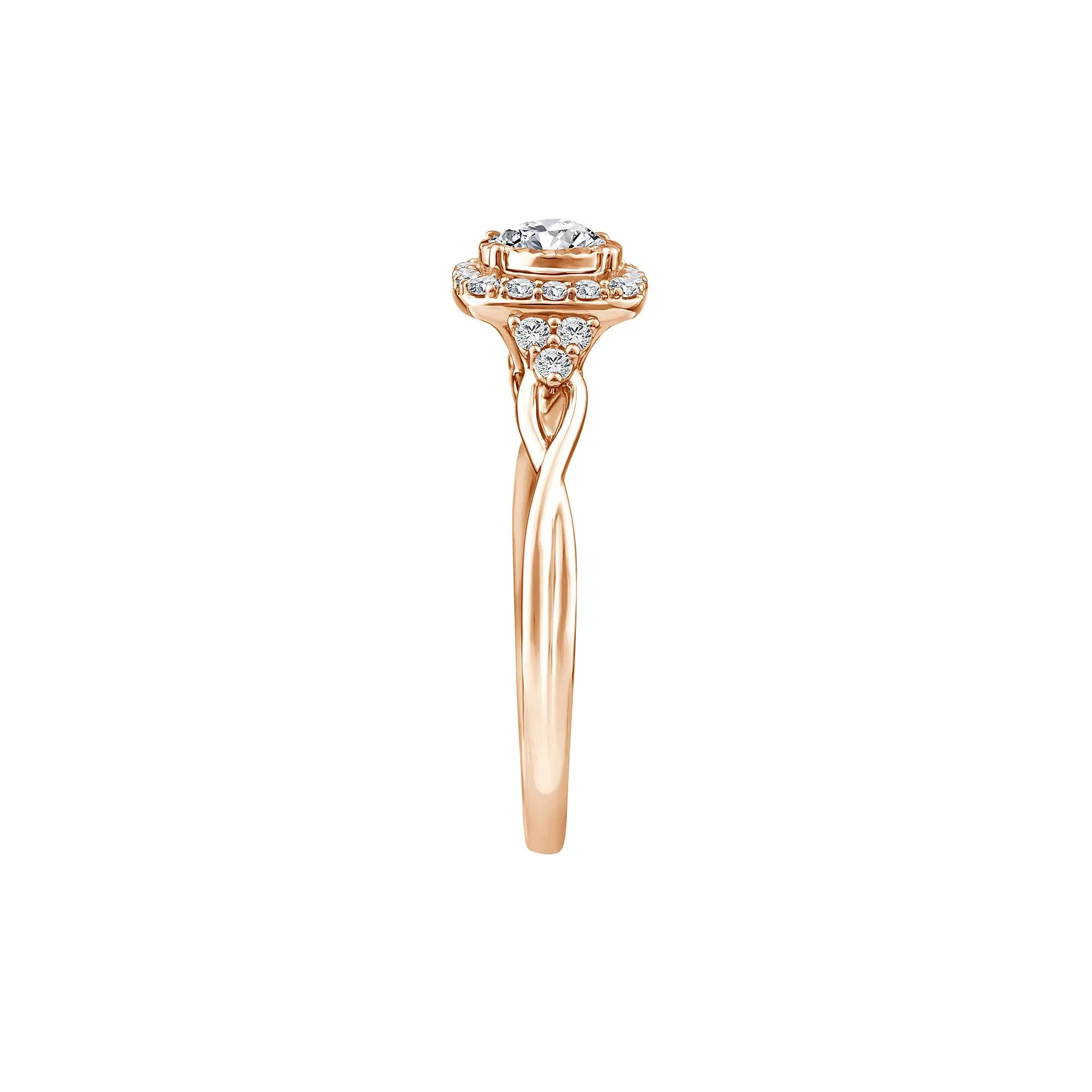 1/2 CT. Tw. Lab Grown Diamond Promise Ring 10K Rose Gold Size 8.5 1.5mm - Image 3