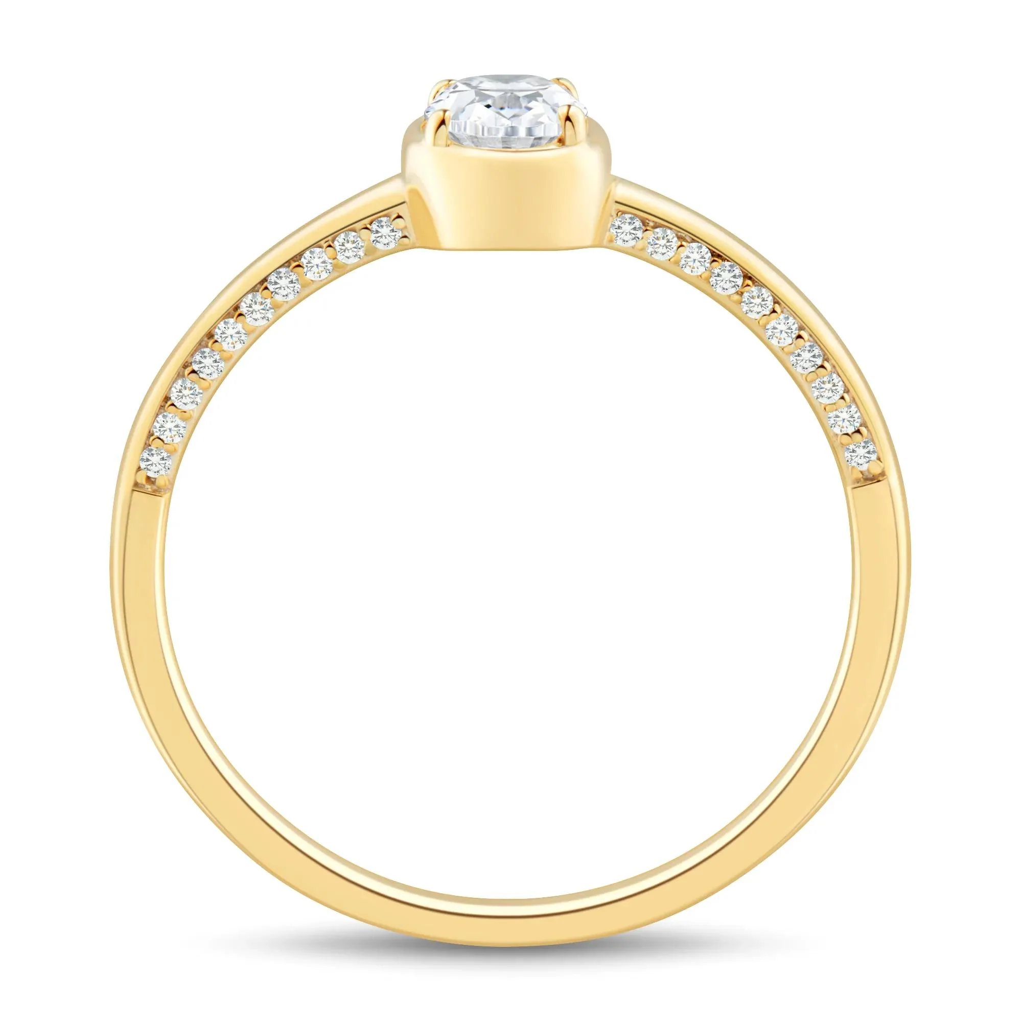1/2 CT. Tw. Diamond Oval Engagement Ring 14K Yellow Gold Round Brilliant Cut Size 5.5 1mm - Image 2